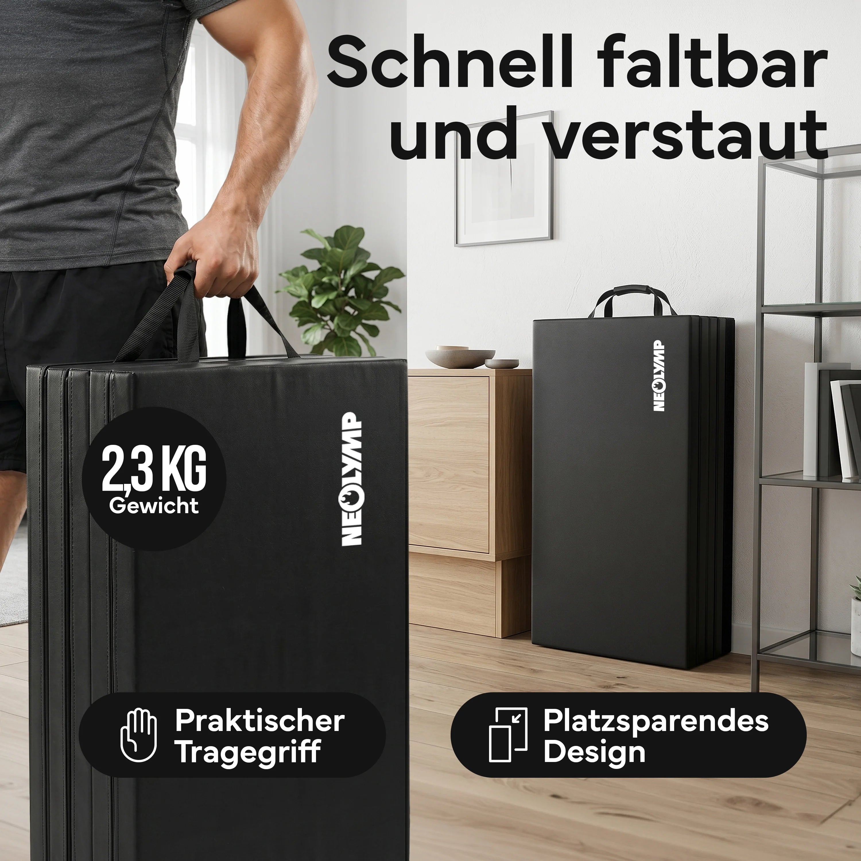 Turnmatte - faltbar mit Tragefunktion - Grün L (200x100x3 cm) - von NEOLYMP | Fitnessequipment und Sportartikel