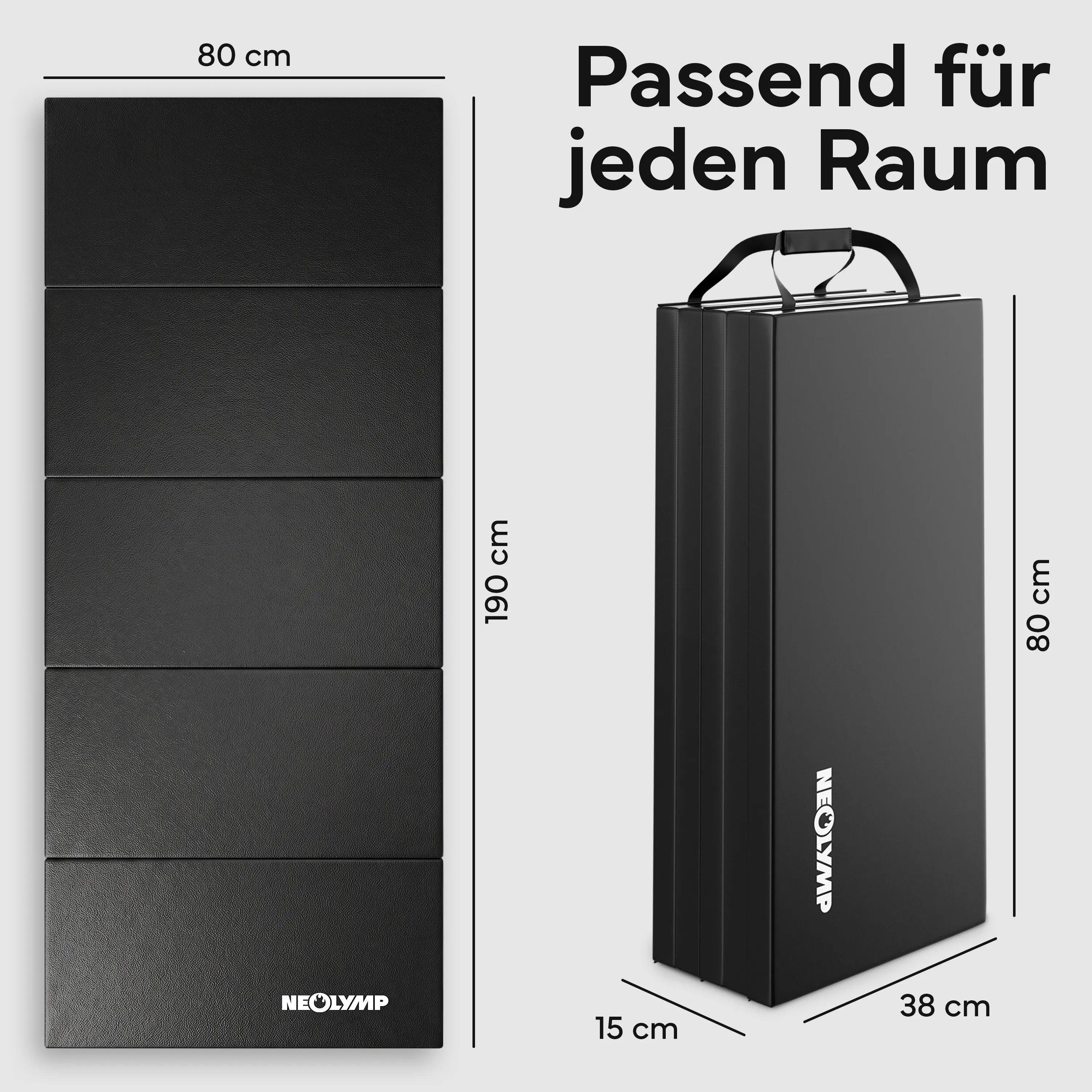 Turnmatte - faltbar mit Tragefunktion – Schwarz / M (190x80x5 cm) | B-Ware - - Outlet von NEOLYMP | Fitnessequipment und Sportartikel