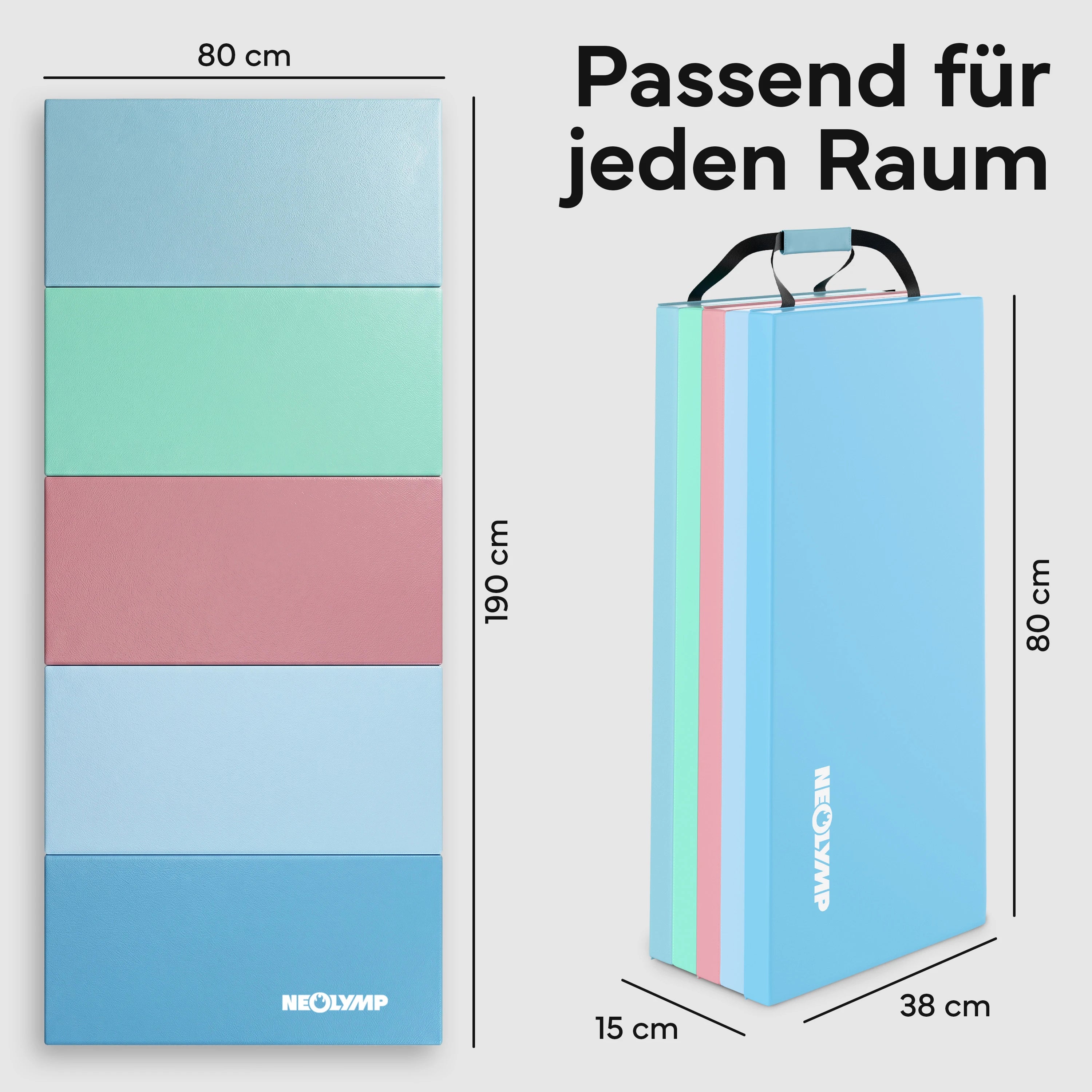 Turnmatte - faltbar mit Tragefunktion – Bunt / M (190x80x5 cm) | B-Ware - - Outlet von NEOLYMP | Fitnessequipment und Sportartikel