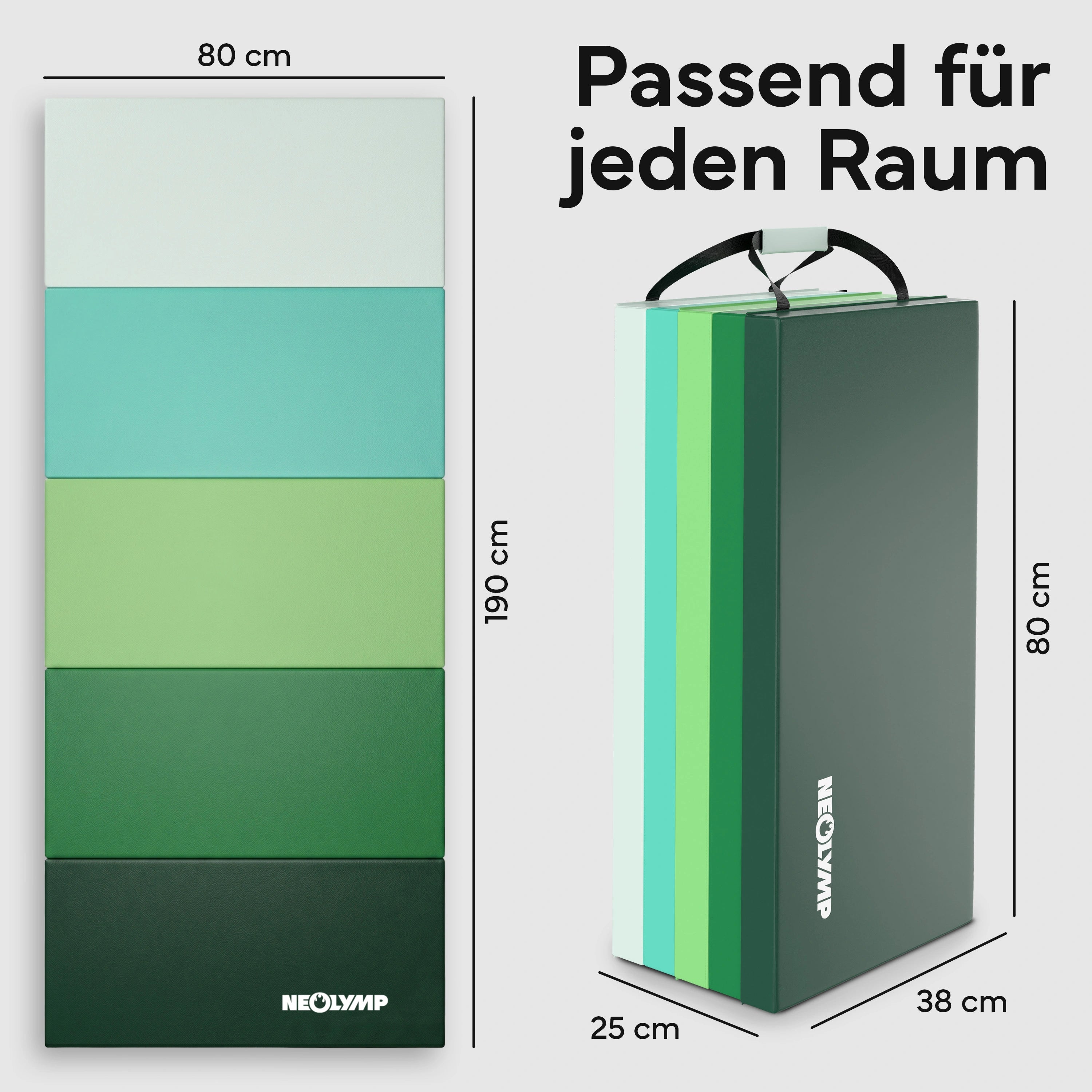 Turnmatte - faltbar mit Tragefunktion – Grün / L (200x100x3 cm) | B-Ware - - Outlet von NEOLYMP | Fitnessequipment und Sportartikel
