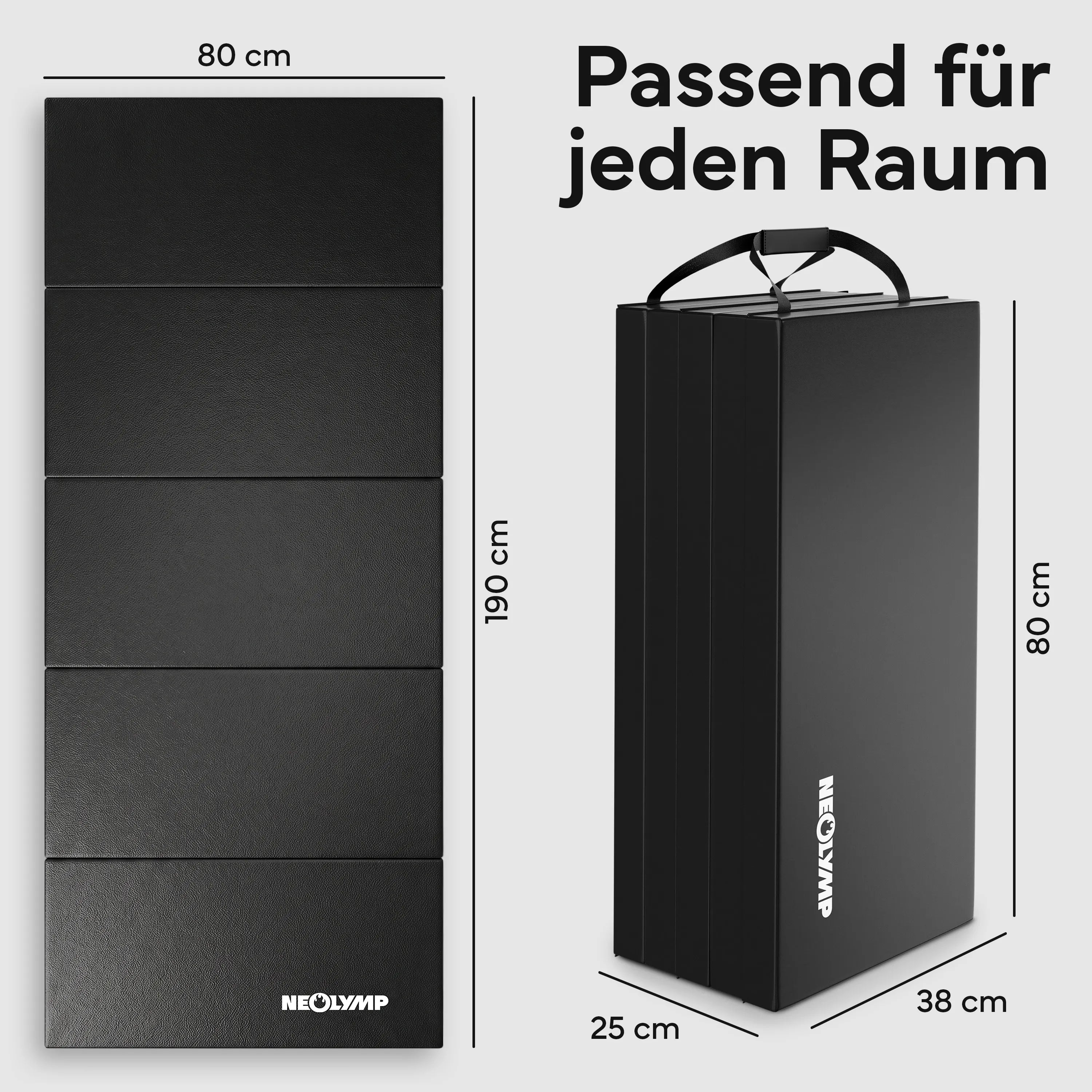 Turnmatte - faltbar mit Tragefunktion – Schwarz / L (200x100x3 cm) | B-Ware - - Outlet von NEOLYMP | Fitnessequipment und Sportartikel