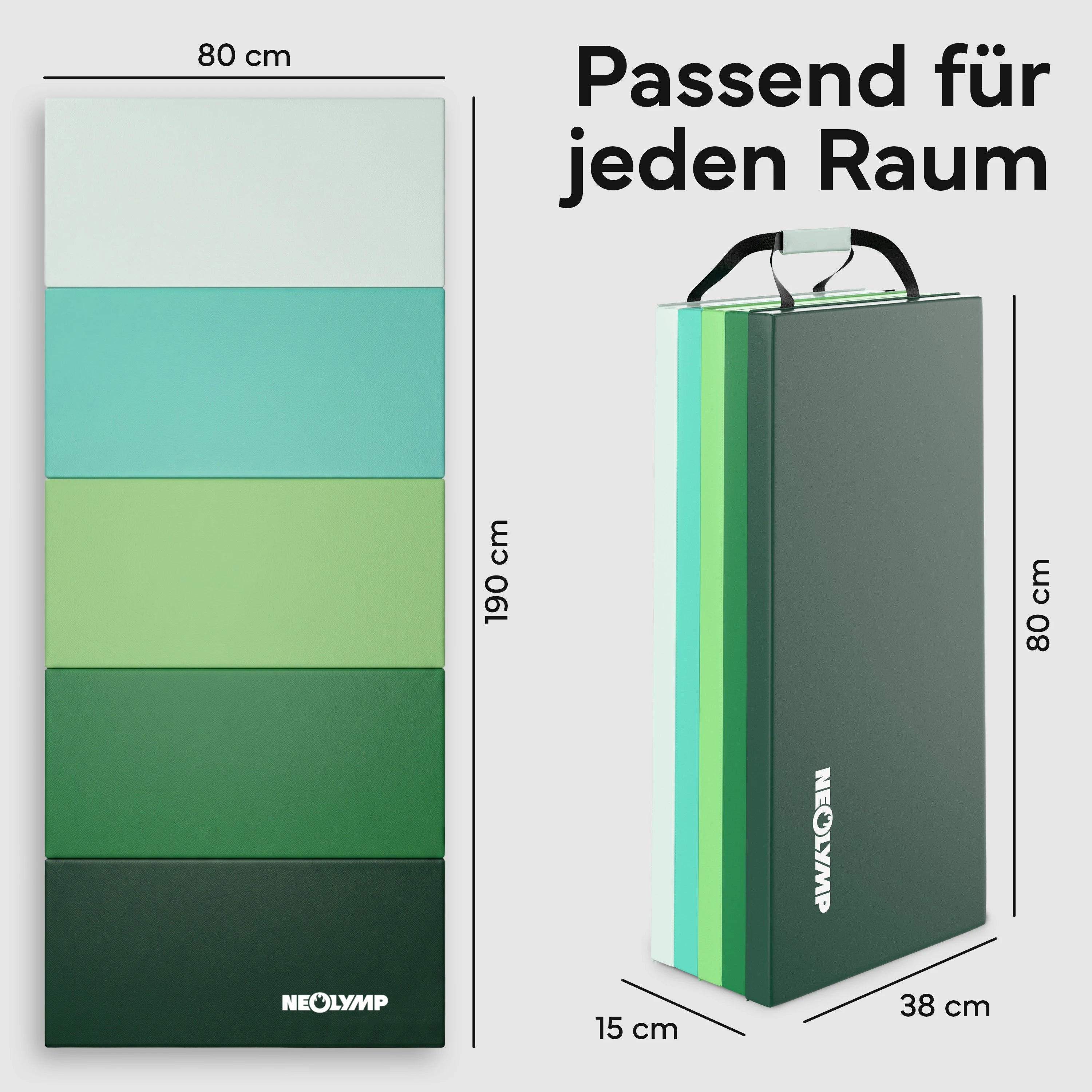Turnmatte - faltbar mit Tragefunktion – Grün / M (190x80x5 cm) | B-Ware - - Outlet von NEOLYMP | Fitnessequipment und Sportartikel
