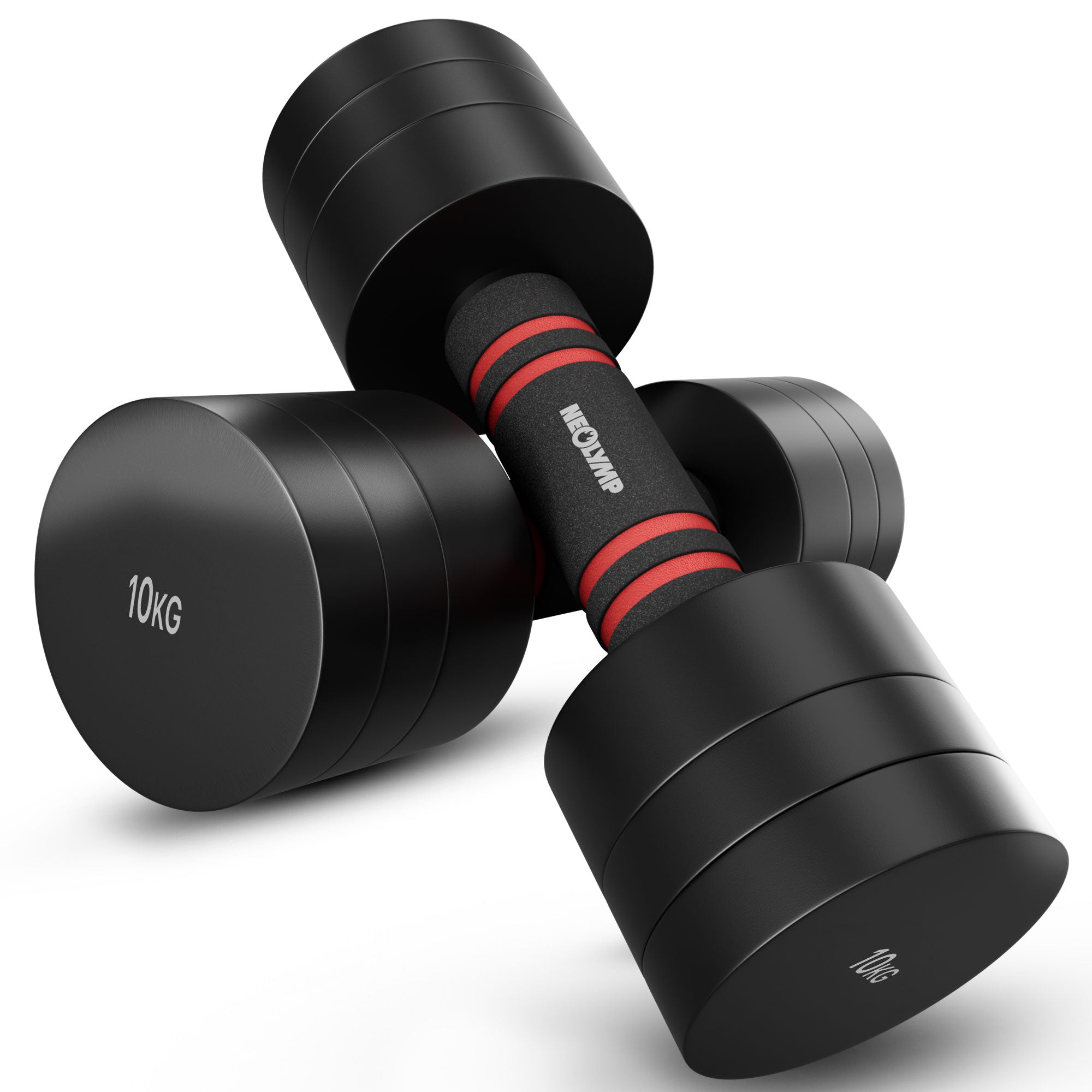 Verstellbare Chrome-Kurzhanteln in schwarz - 5 & 10kg (4er Set Kurzhanteln) - - Hantel von NEOLYMP | Fitnessequipment und Sportartikel