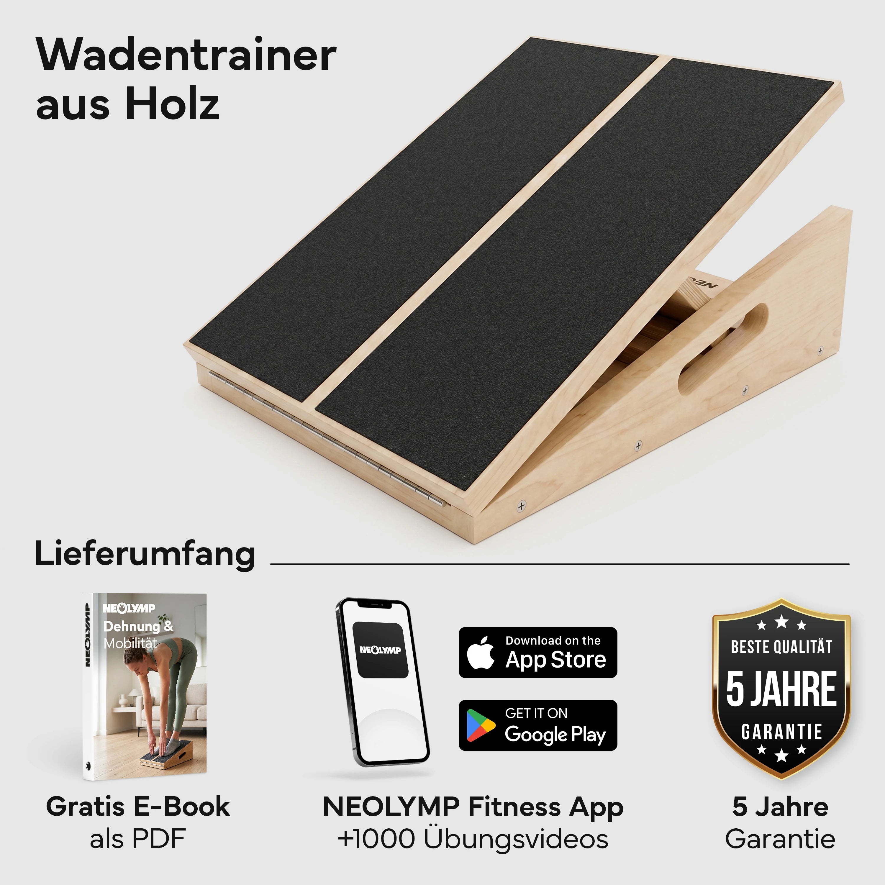 Wadendehner Brett - Stretch Board aus Holz - - Sportgerät von NEOLYMP | Fitnessequipment und Sportartikel