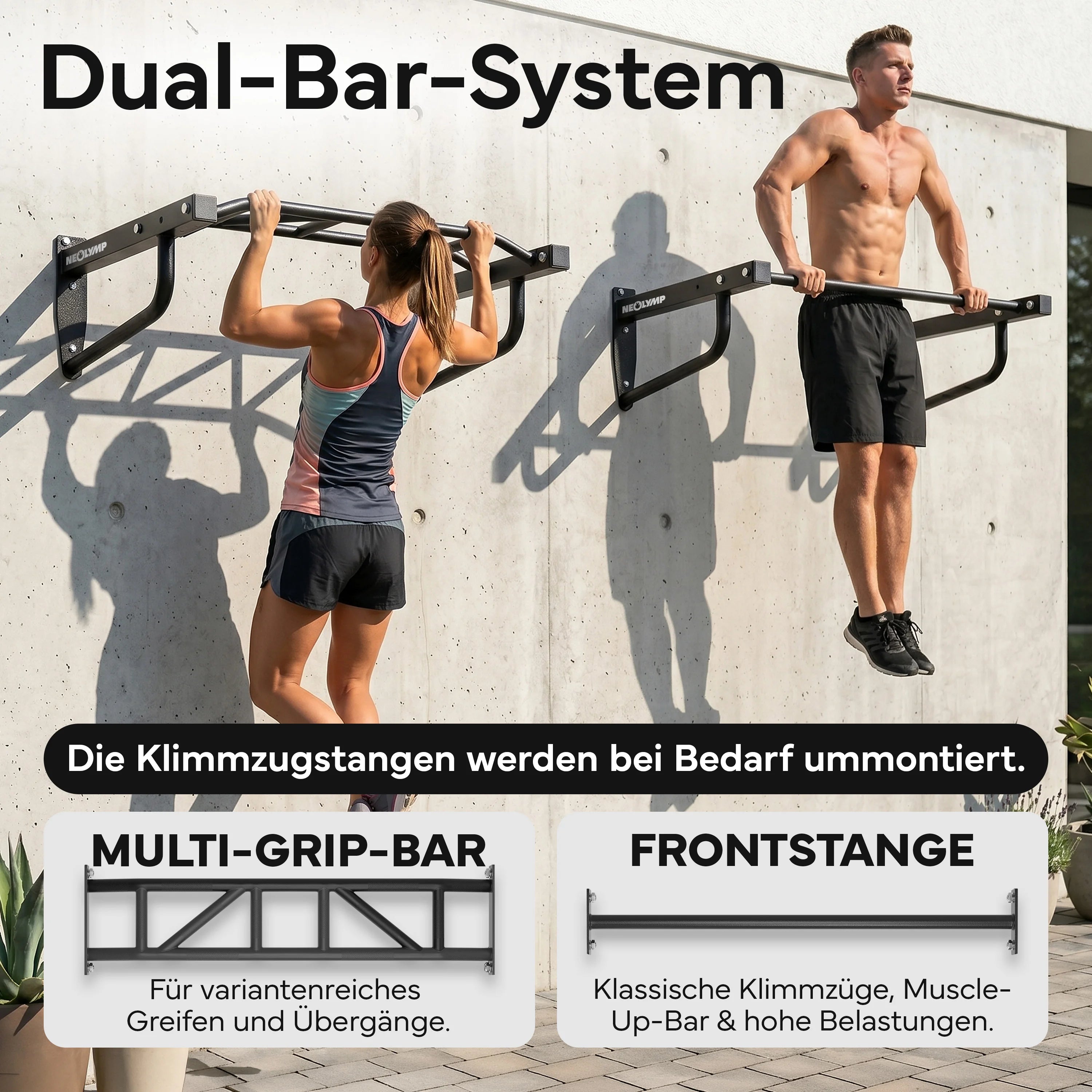 Klimmzugstange Wandmontage - 2-in-1 Klimmzugstation | B-Ware - - Outlet von NEOLYMP | Fitnessequipment und Sportartikel