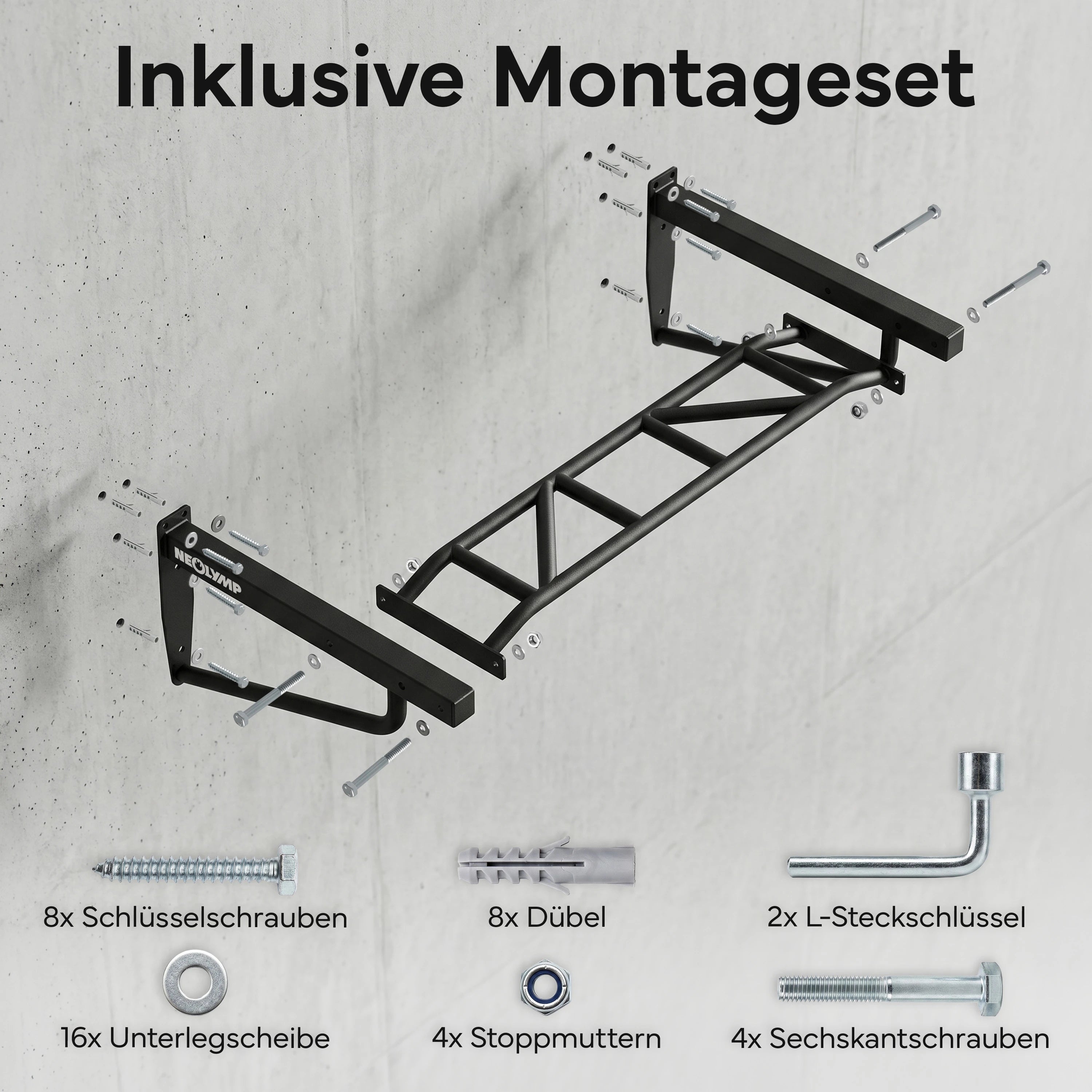Klimmzugstange Wandmontage - 2-in-1 Klimmzugstation | B-Ware - - Outlet von NEOLYMP | Fitnessequipment und Sportartikel