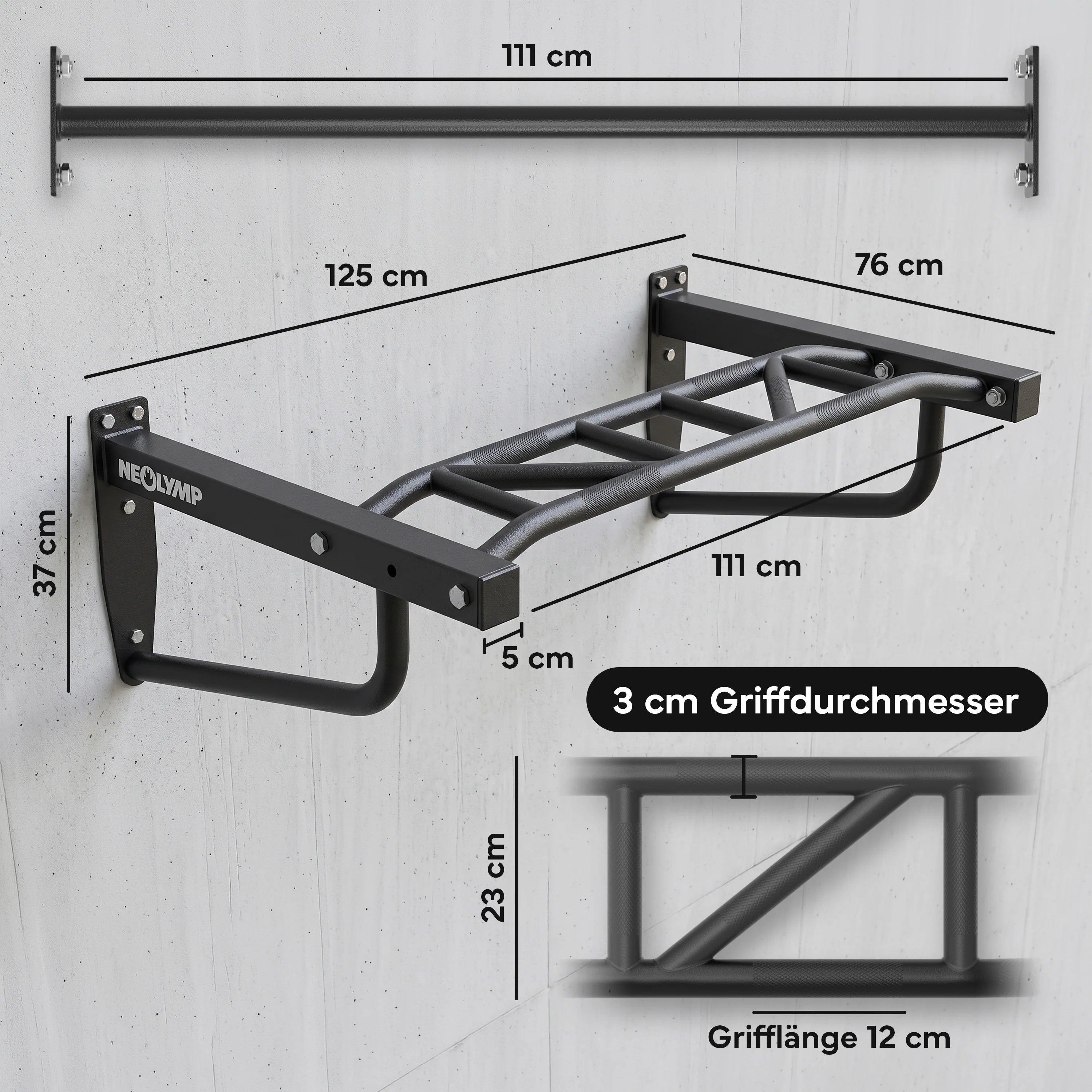 Klimmzugstange Wandmontage - 2-in-1 Klimmzugstation | B-Ware - - Outlet von NEOLYMP | Fitnessequipment und Sportartikel