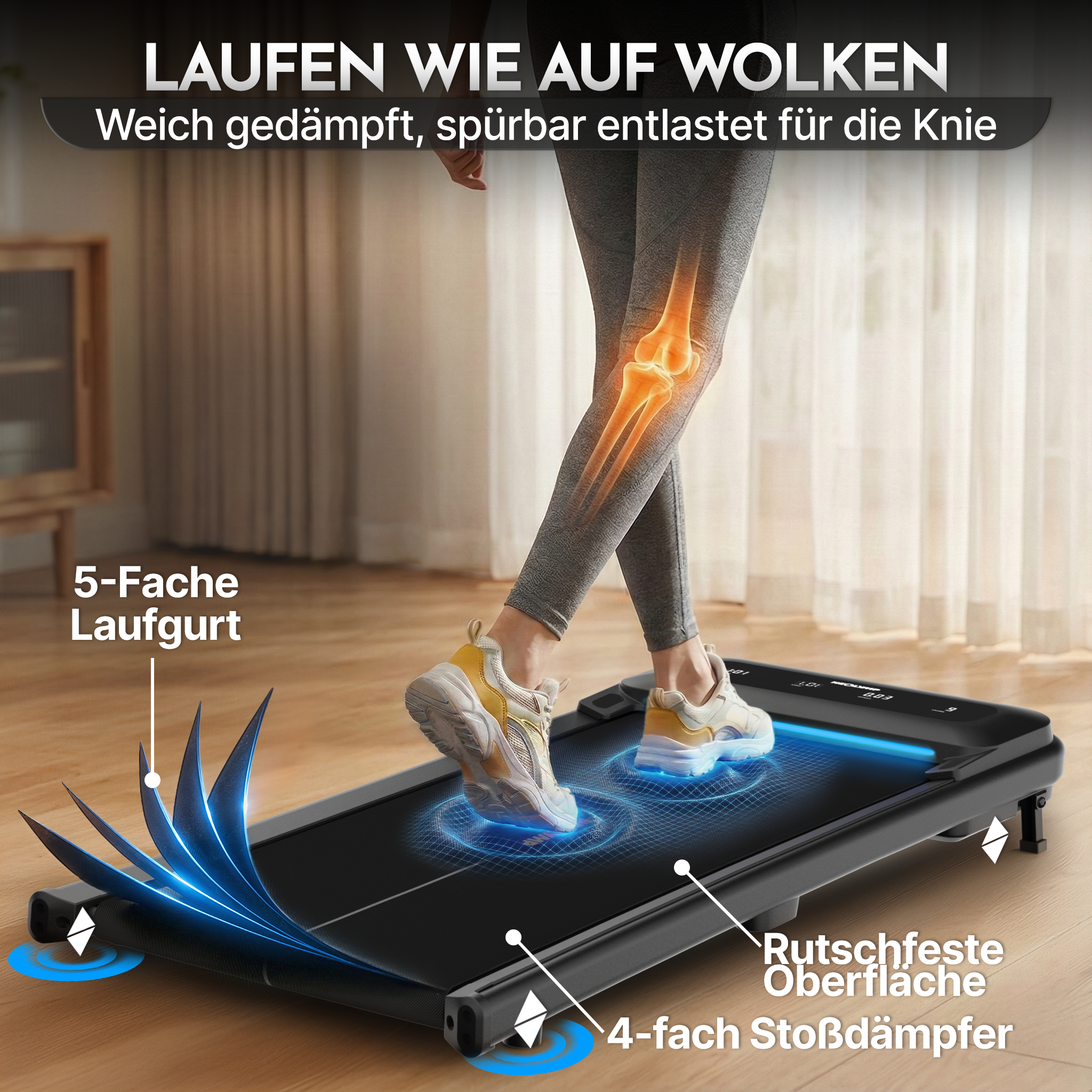 Premium Walking Pad bis 150 kg- mit bürstenlosem Motor, extra leise - - Sportgerät von NEOLYMP | Fitnessequipment und Sportartikel