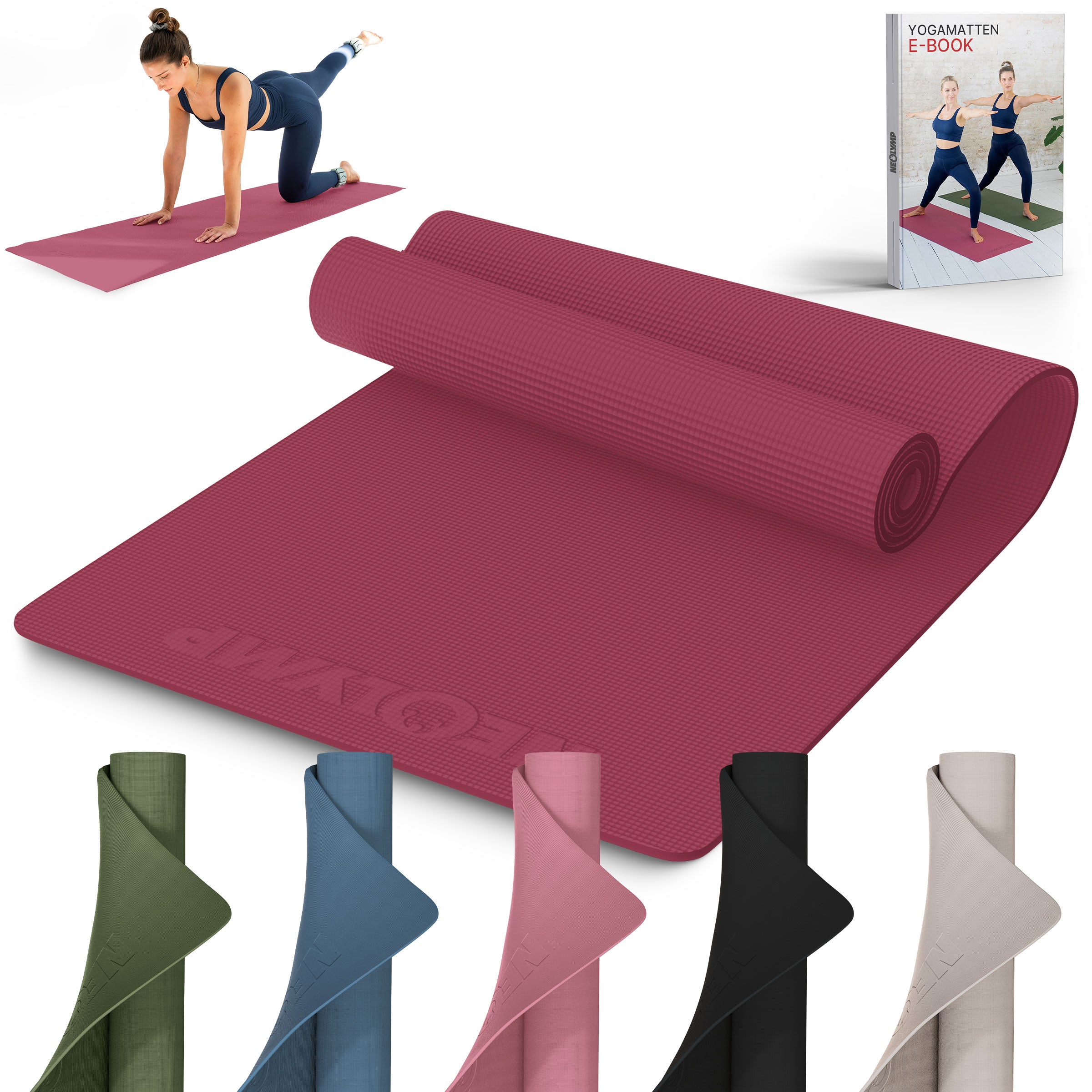 Premium Yogamatte – ideal für Yoga, Pilates & Gymnastik - Aubergine - Yogamatten von NEOLYMP | Fitnessequipment und Sportartikel