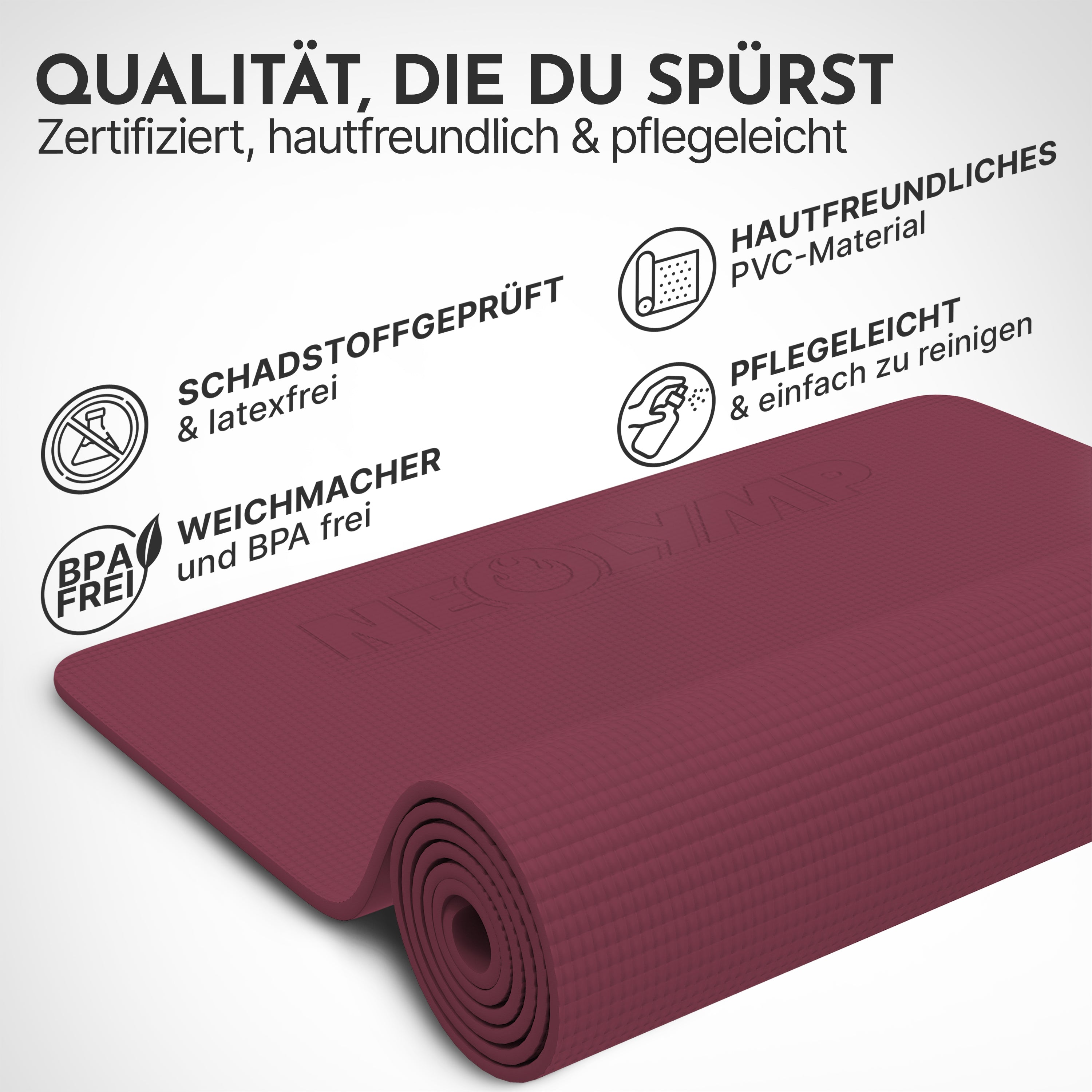 Premium Yogamatte – ideal für Yoga, Pilates & Gymnastik - Aubergine - Yogamatten von NEOLYMP | Fitnessequipment und Sportartikel