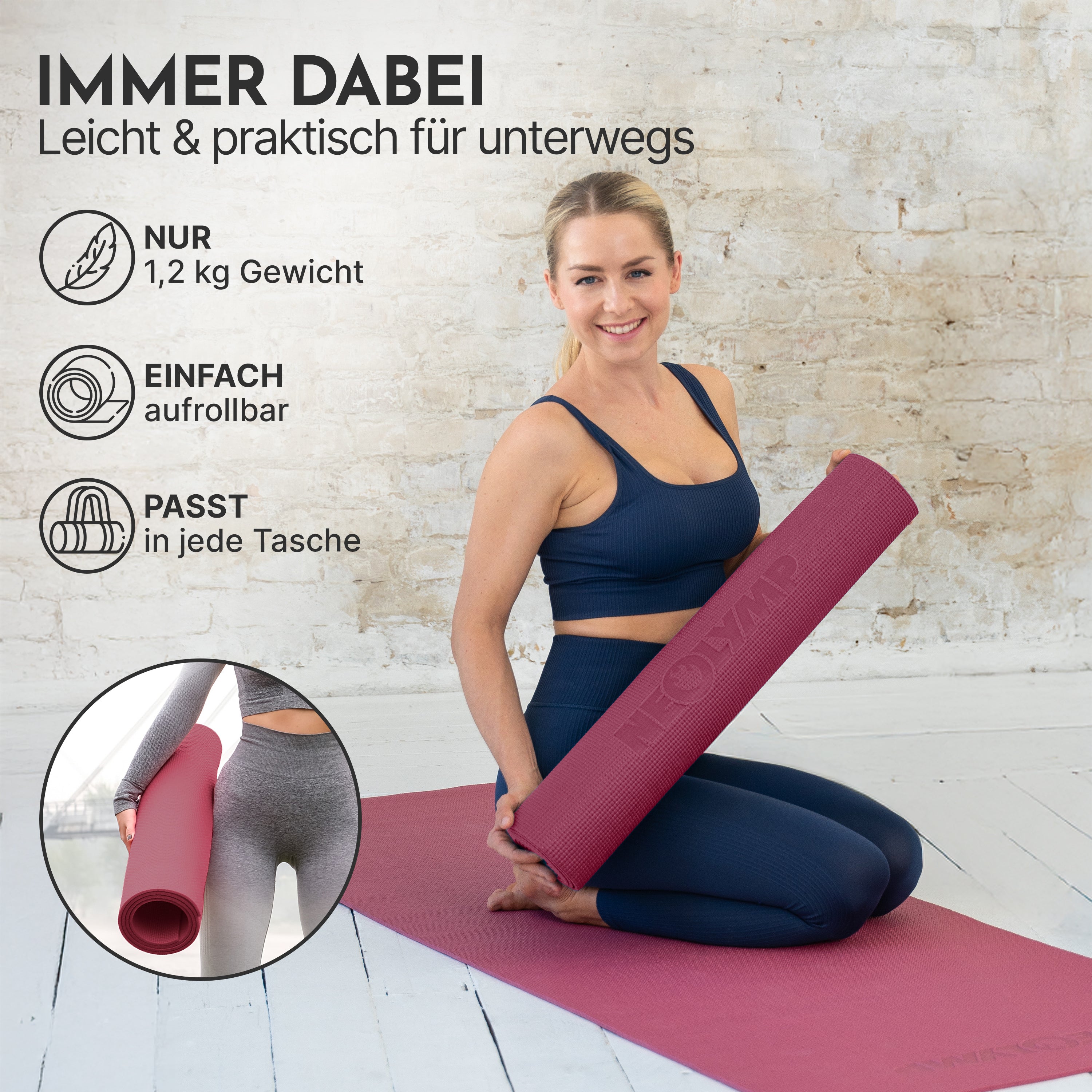 Premium Yogamatte – ideal für Yoga, Pilates & Gymnastik - Aubergine - Yogamatten von NEOLYMP | Fitnessequipment und Sportartikel