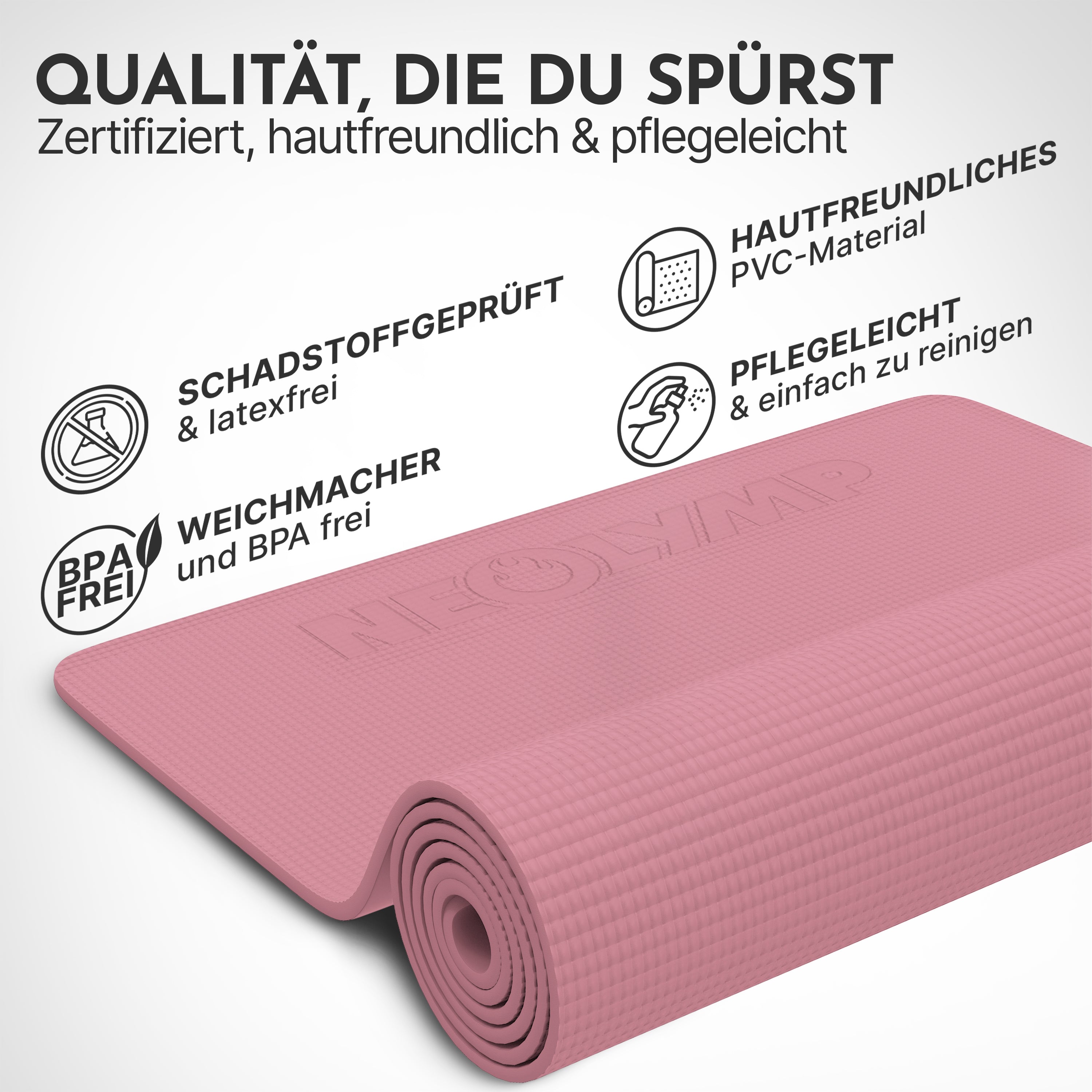 Premium Yogamatte – ideal für Yoga, Pilates & Gymnastik - Altrosa - Yogamatten von NEOLYMP | Fitnessequipment und Sportartikel