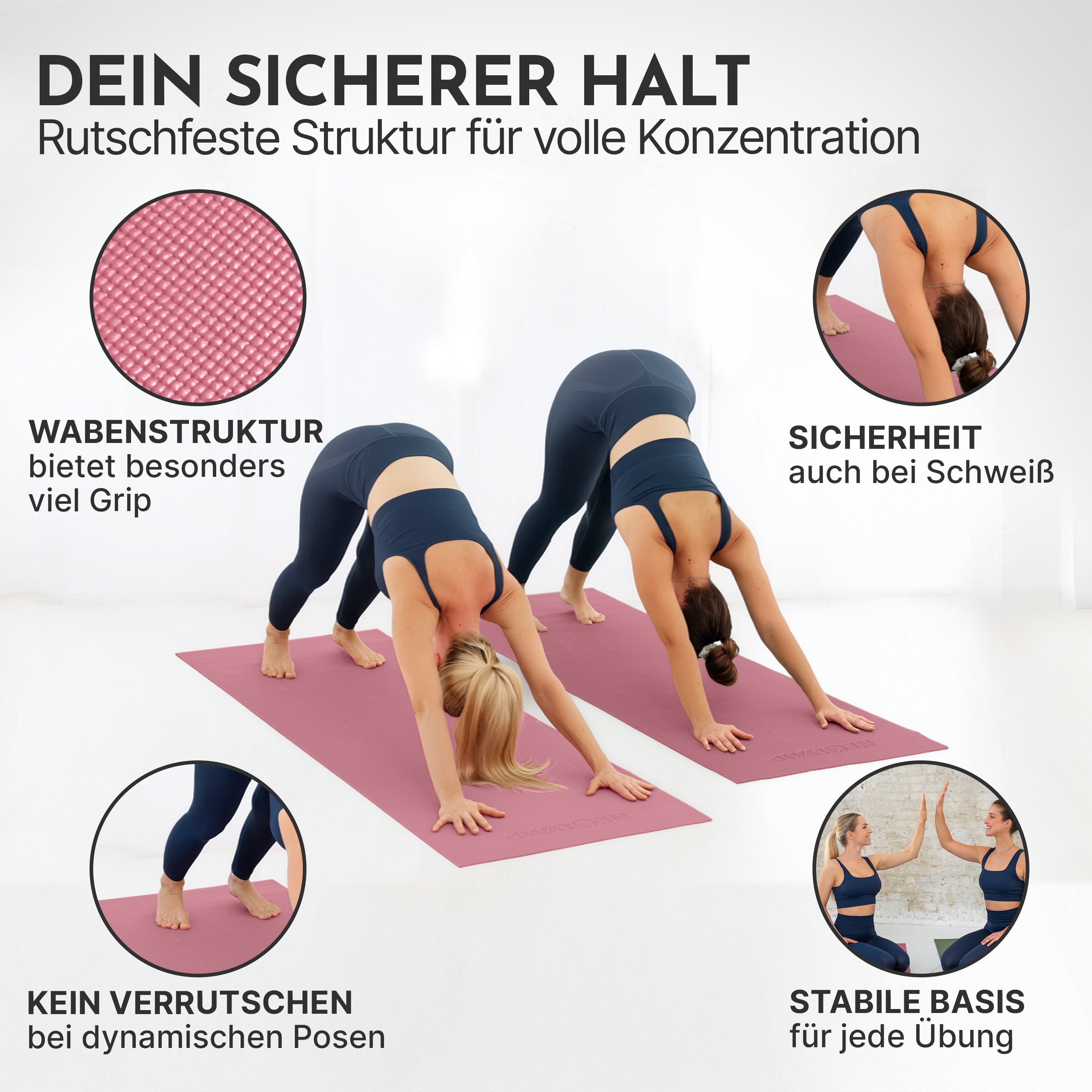 Premium Yogamatte – ideal für Yoga, Pilates & Gymnastik - Altrosa - Yogamatten von NEOLYMP | Fitnessequipment und Sportartikel