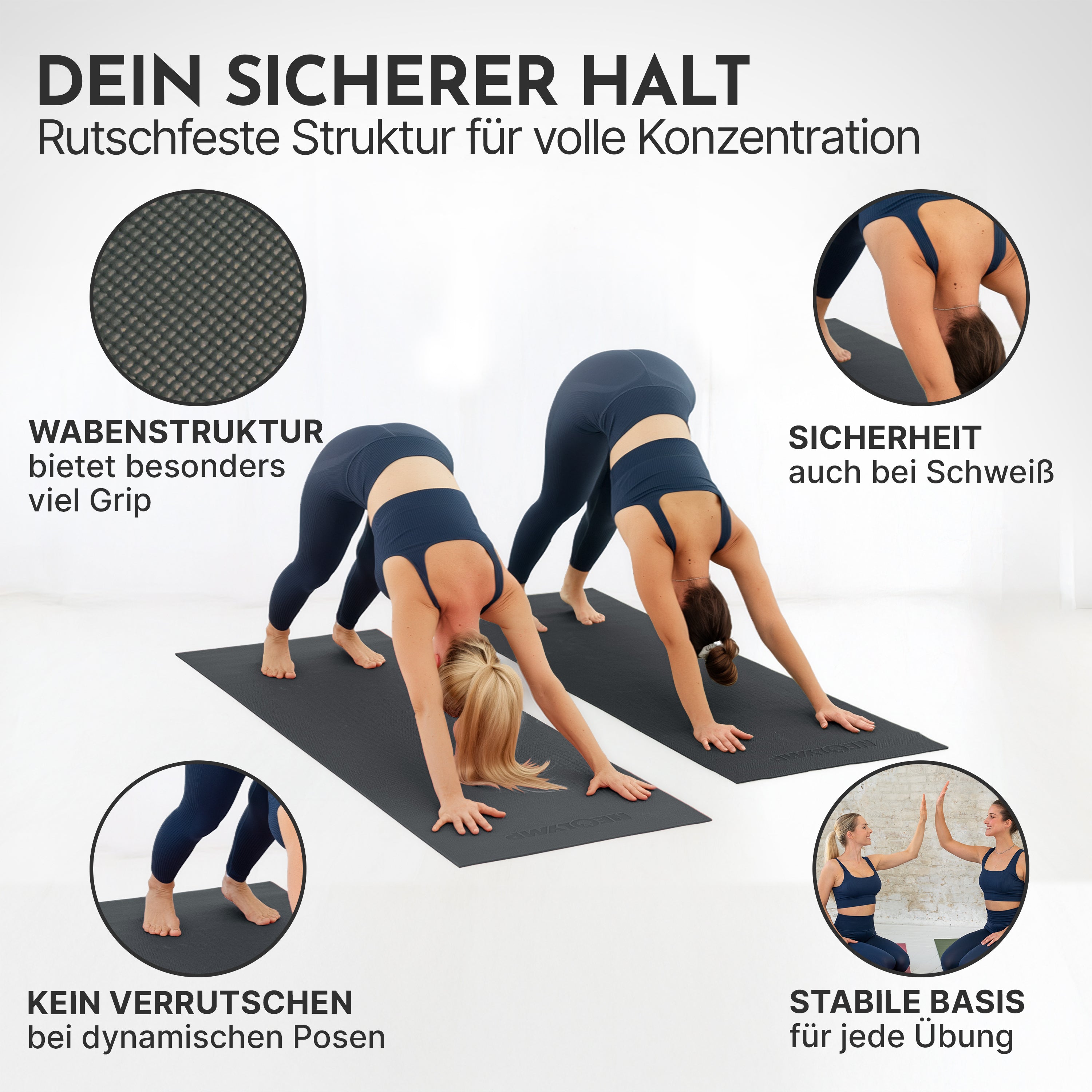 Premium Yogamatte – ideal für Yoga, Pilates & Gymnastik - Schwarz - Yogamatten von NEOLYMP | Fitnessequipment und Sportartikel