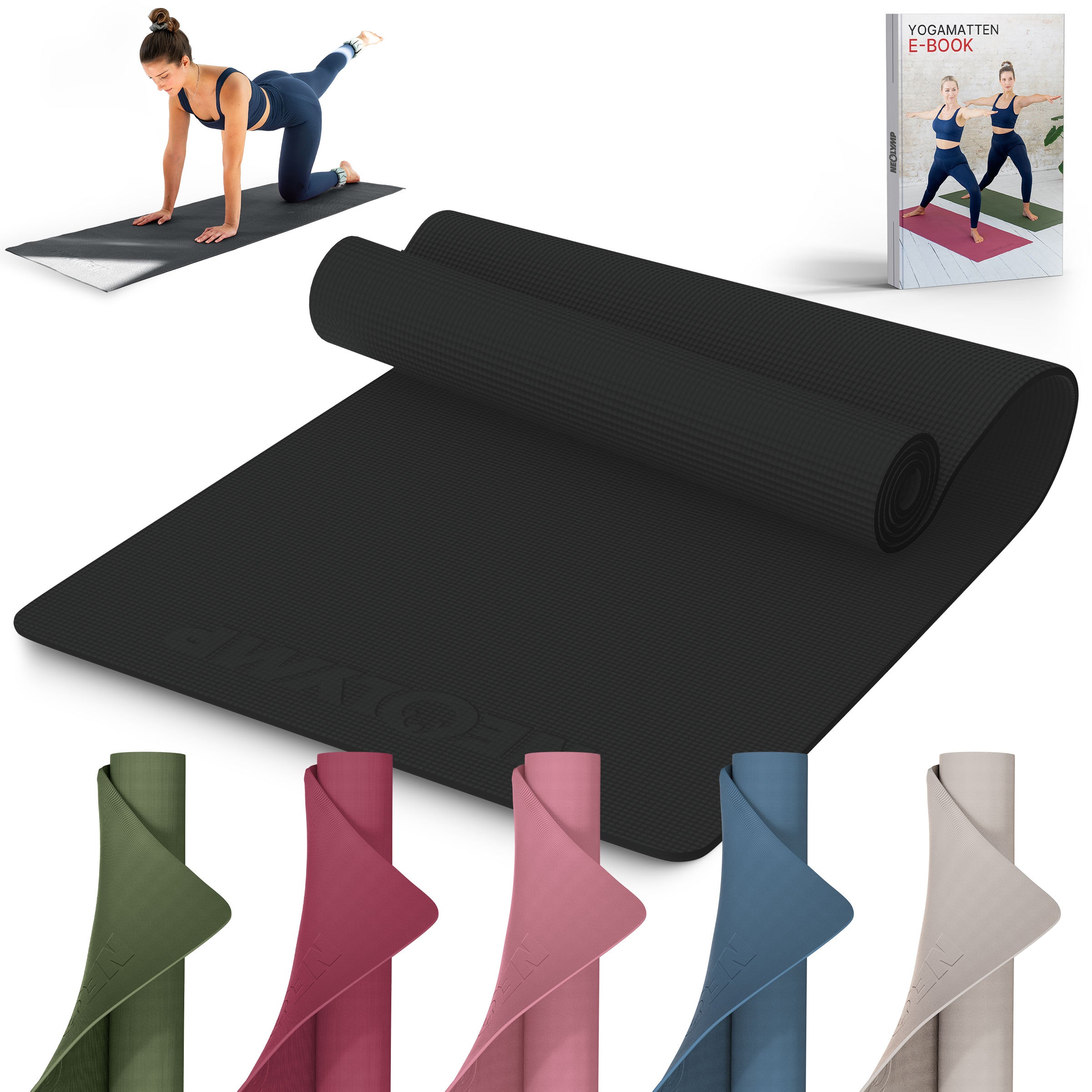 Premium Yogamatte – ideal für Yoga, Pilates & Gymnastik - Schwarz - Yogamatten von NEOLYMP | Fitnessequipment und Sportartikel