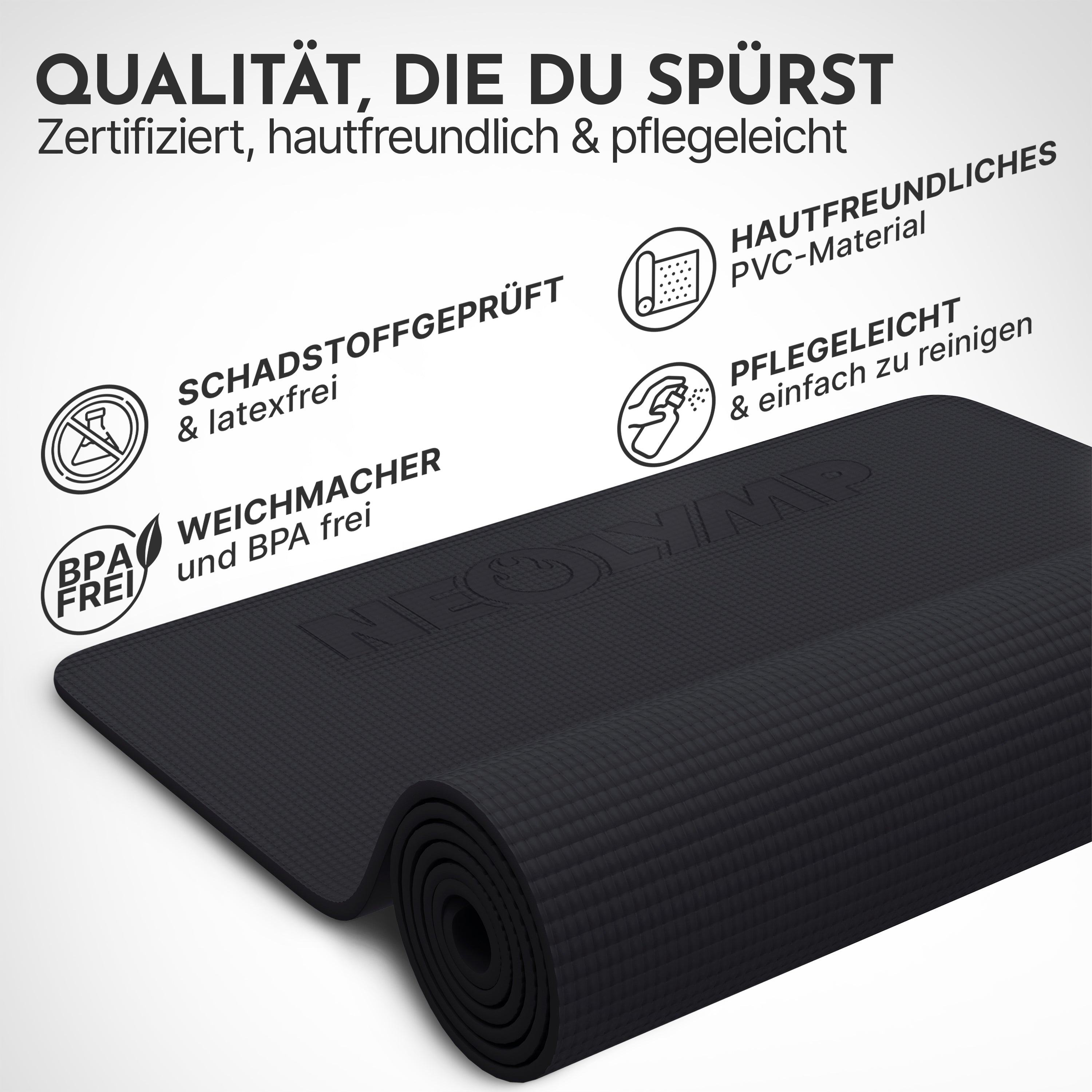 Premium Yogamatte – ideal für Yoga, Pilates & Gymnastik - Schwarz - Yogamatten von NEOLYMP | Fitnessequipment und Sportartikel