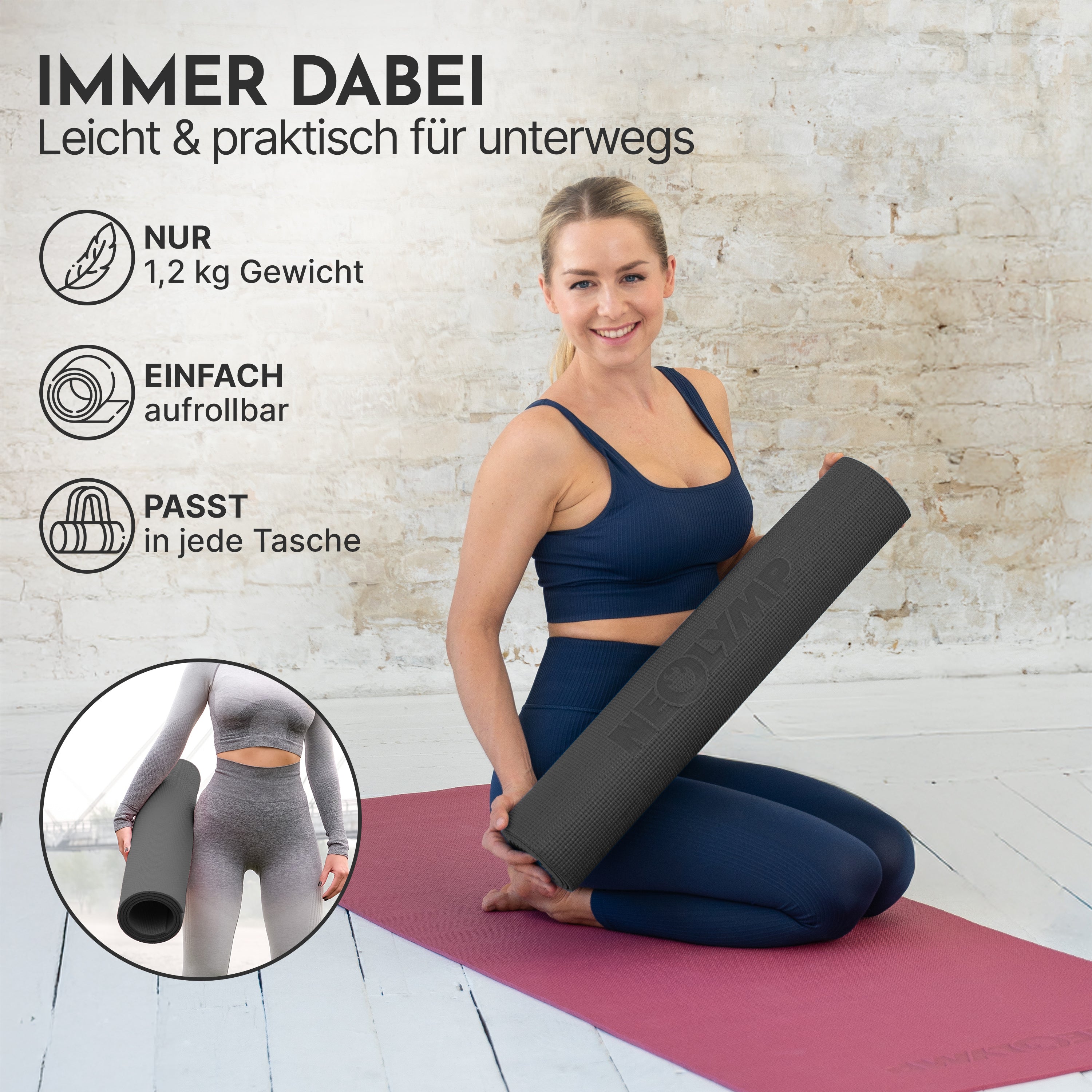Premium Yogamatte – ideal für Yoga, Pilates & Gymnastik - Schwarz - Yogamatten von NEOLYMP | Fitnessequipment und Sportartikel