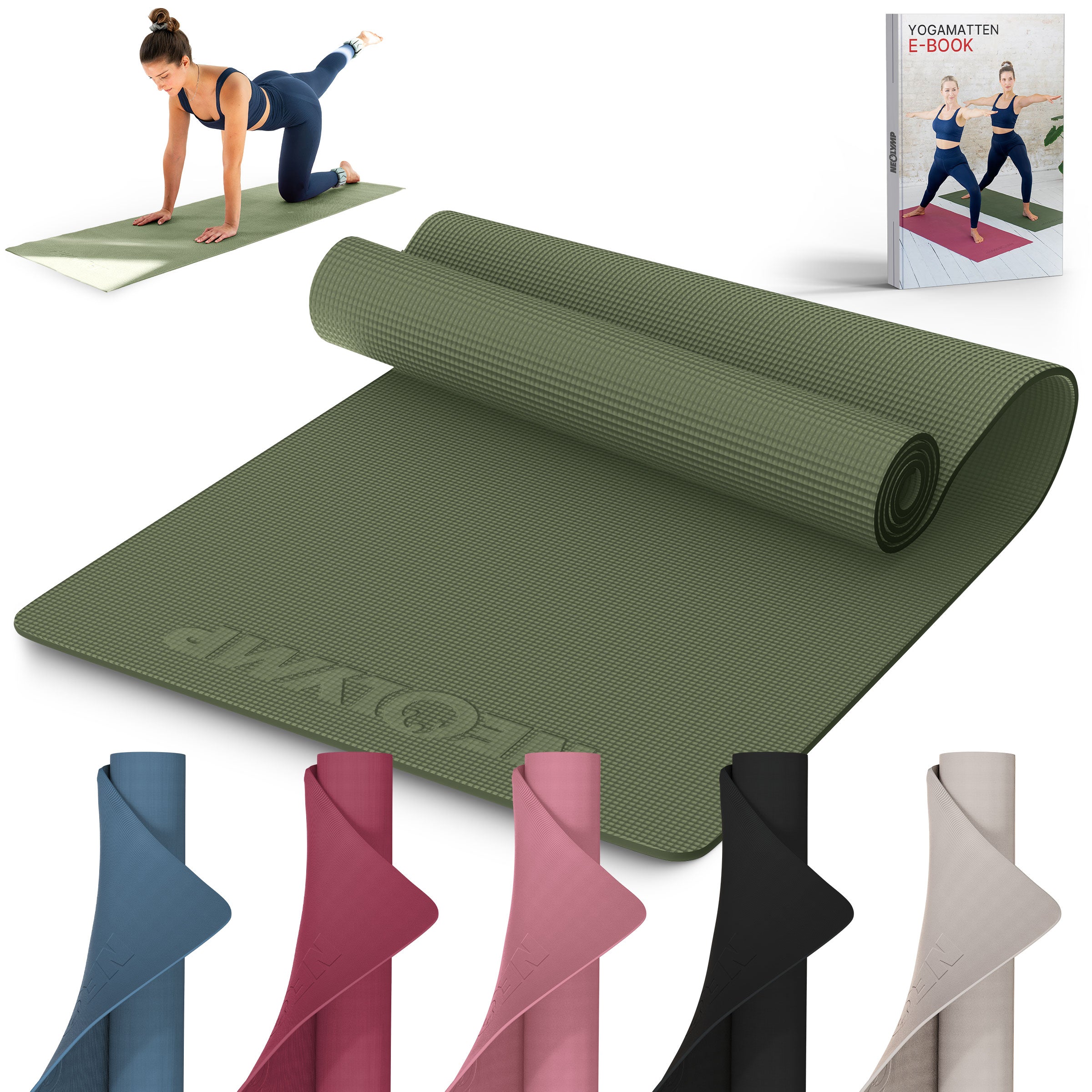 Premium Yogamatte – ideal für Yoga, Pilates & Gymnastik - Olivgrün - Yogamatten von NEOLYMP | Fitnessequipment und Sportartikel