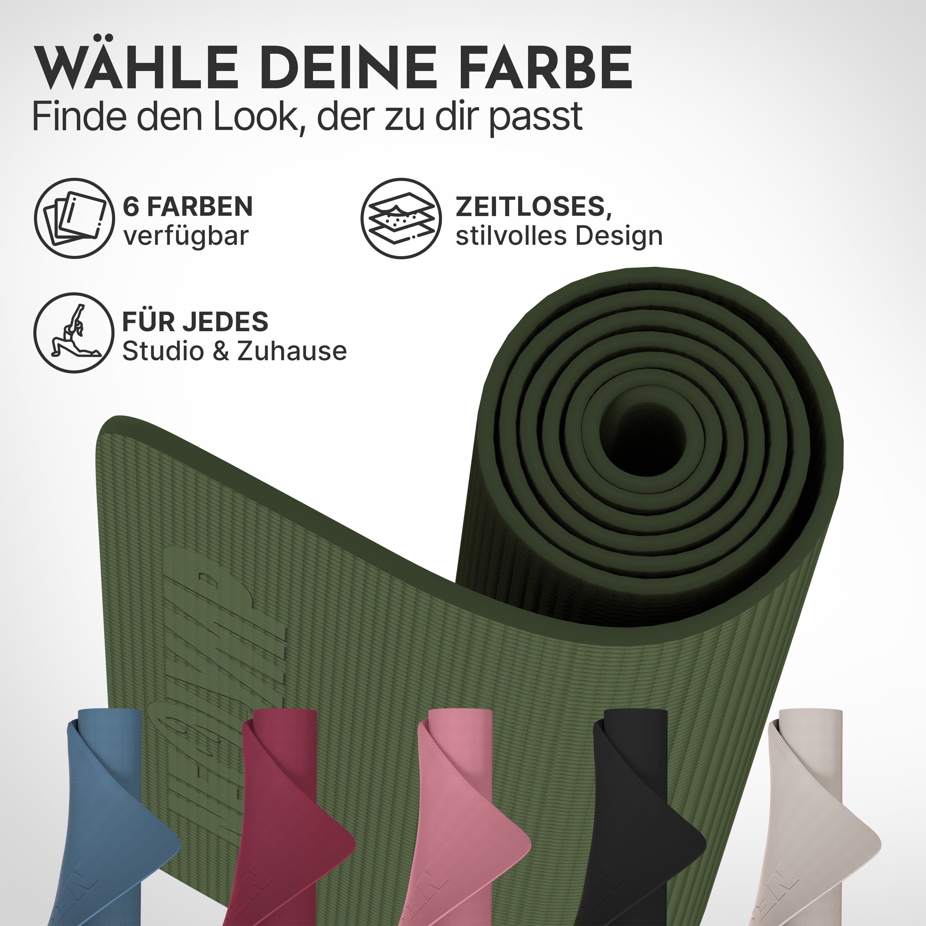 Premium Yogamatte – ideal für Yoga, Pilates & Gymnastik - Olivgrün - Yogamatten von NEOLYMP | Fitnessequipment und Sportartikel