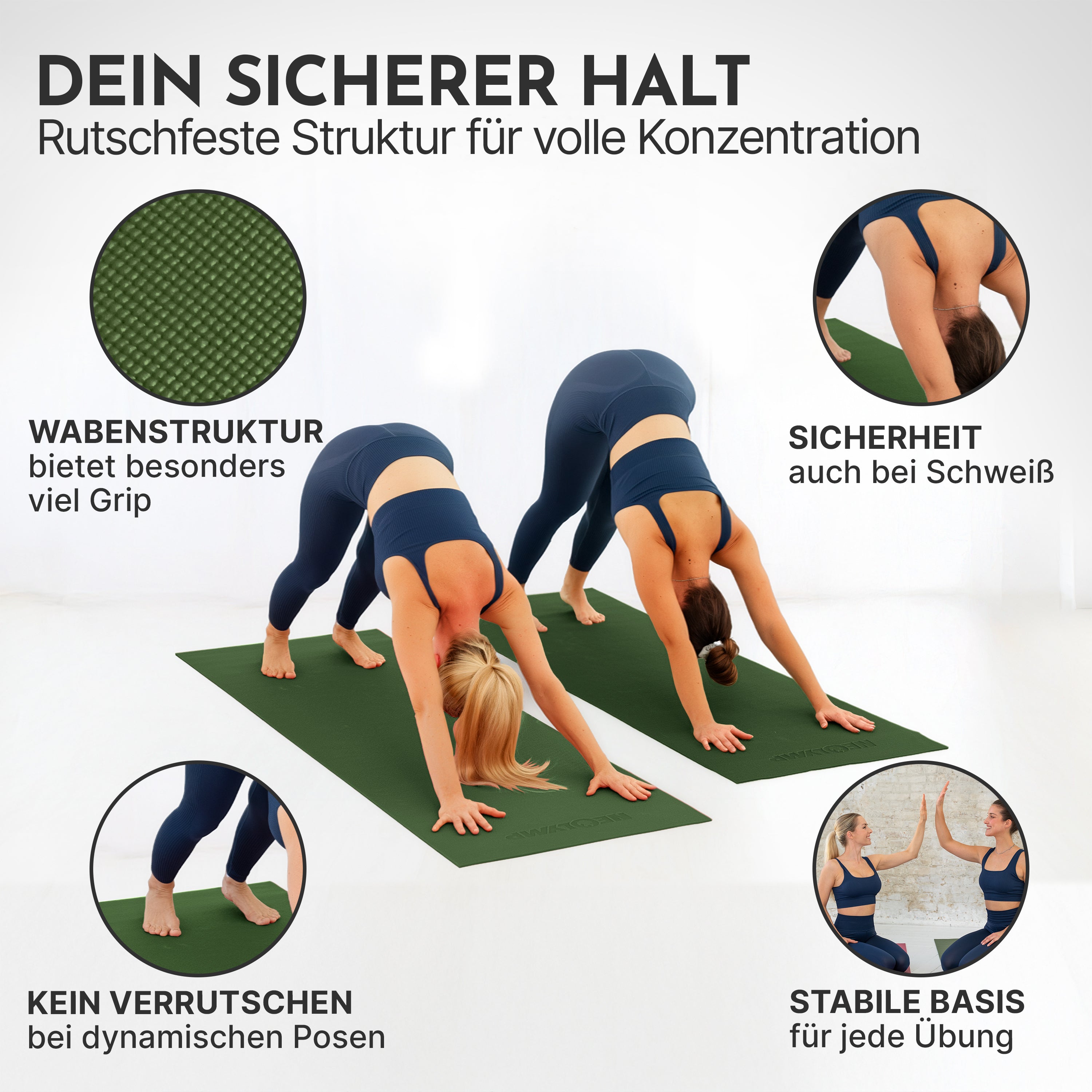 Premium Yogamatte – ideal für Yoga, Pilates & Gymnastik - Olivgrün - Yogamatten von NEOLYMP | Fitnessequipment und Sportartikel