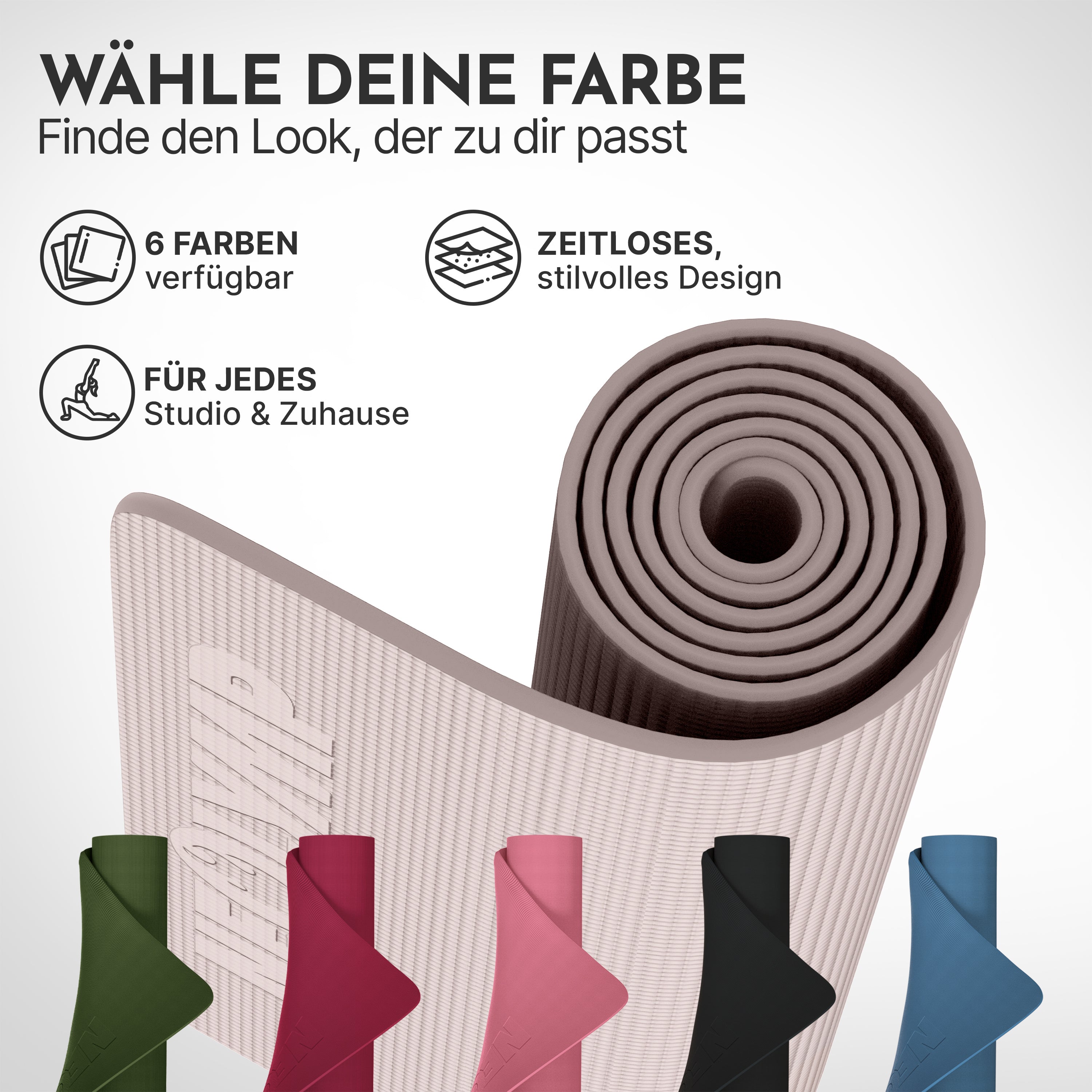 Premium Yogamatte – ideal für Yoga, Pilates & Gymnastik - Taupe - Yogamatten von NEOLYMP | Fitnessequipment und Sportartikel