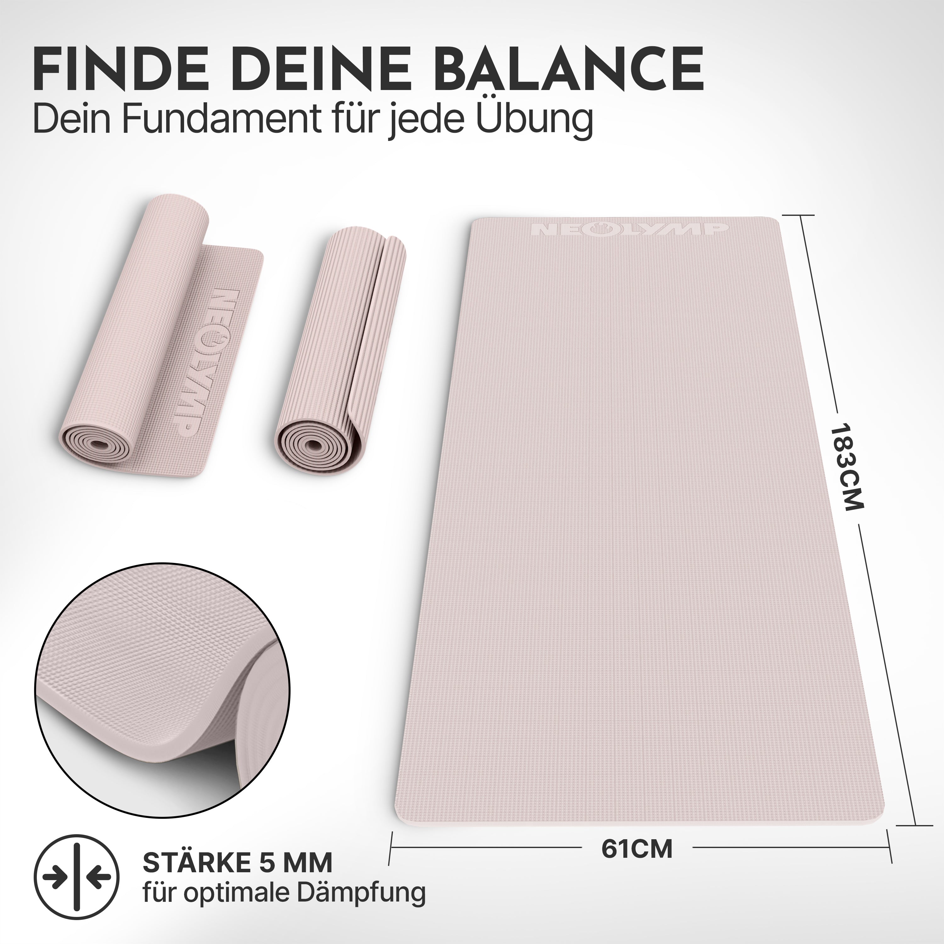 Premium Yogamatte – ideal für Yoga, Pilates & Gymnastik - Taupe - Yogamatten von NEOLYMP | Fitnessequipment und Sportartikel