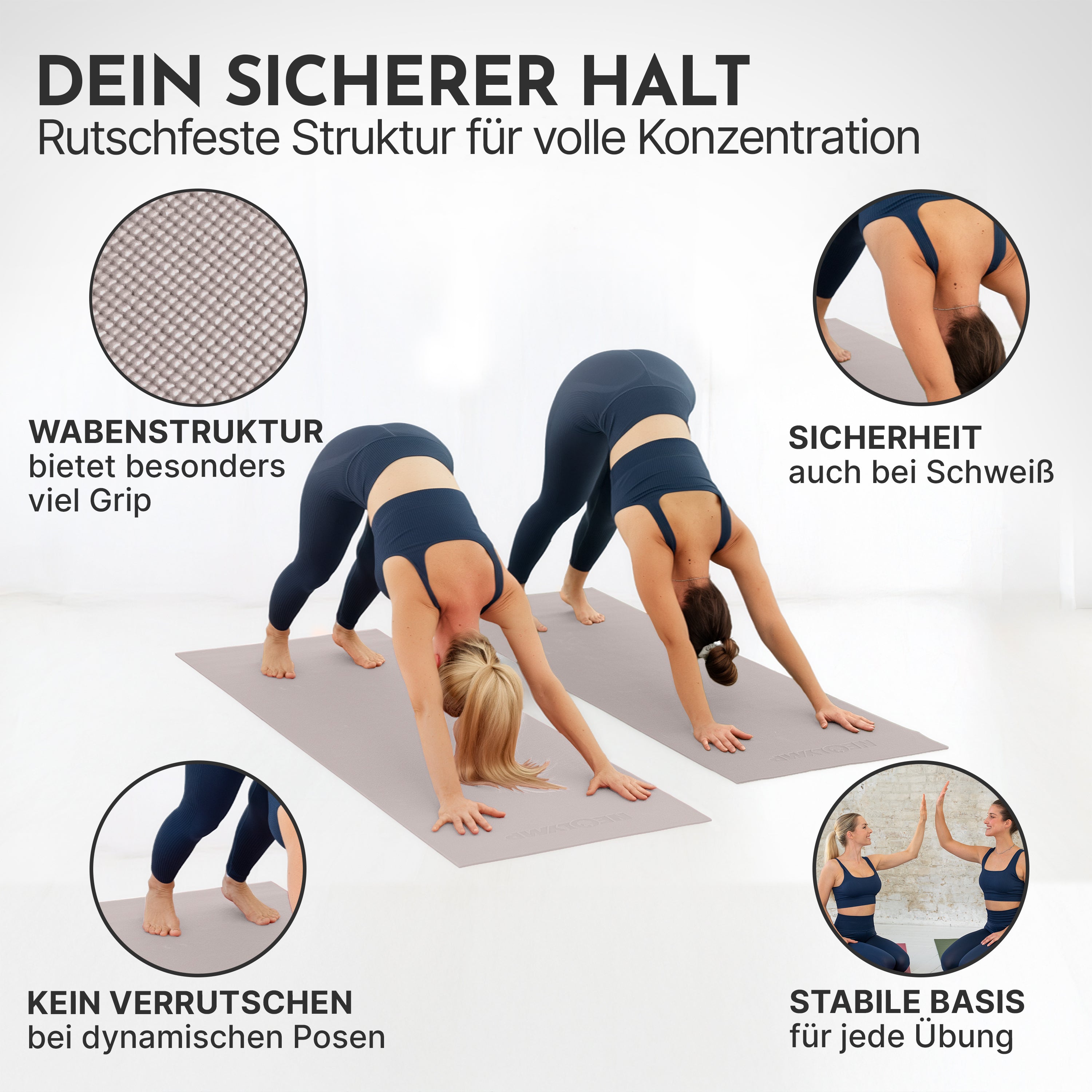 Premium Yogamatte – ideal für Yoga, Pilates & Gymnastik - Taupe - Yogamatten von NEOLYMP | Fitnessequipment und Sportartikel