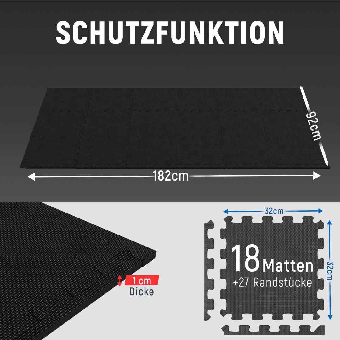 Puzzlematten aus Schaumstoff (Sportsboden, Fitnessunterlage) (Schwarz) - - Bodenschutz von NEOLYMP | Fitnessequipment und Sportartikel
