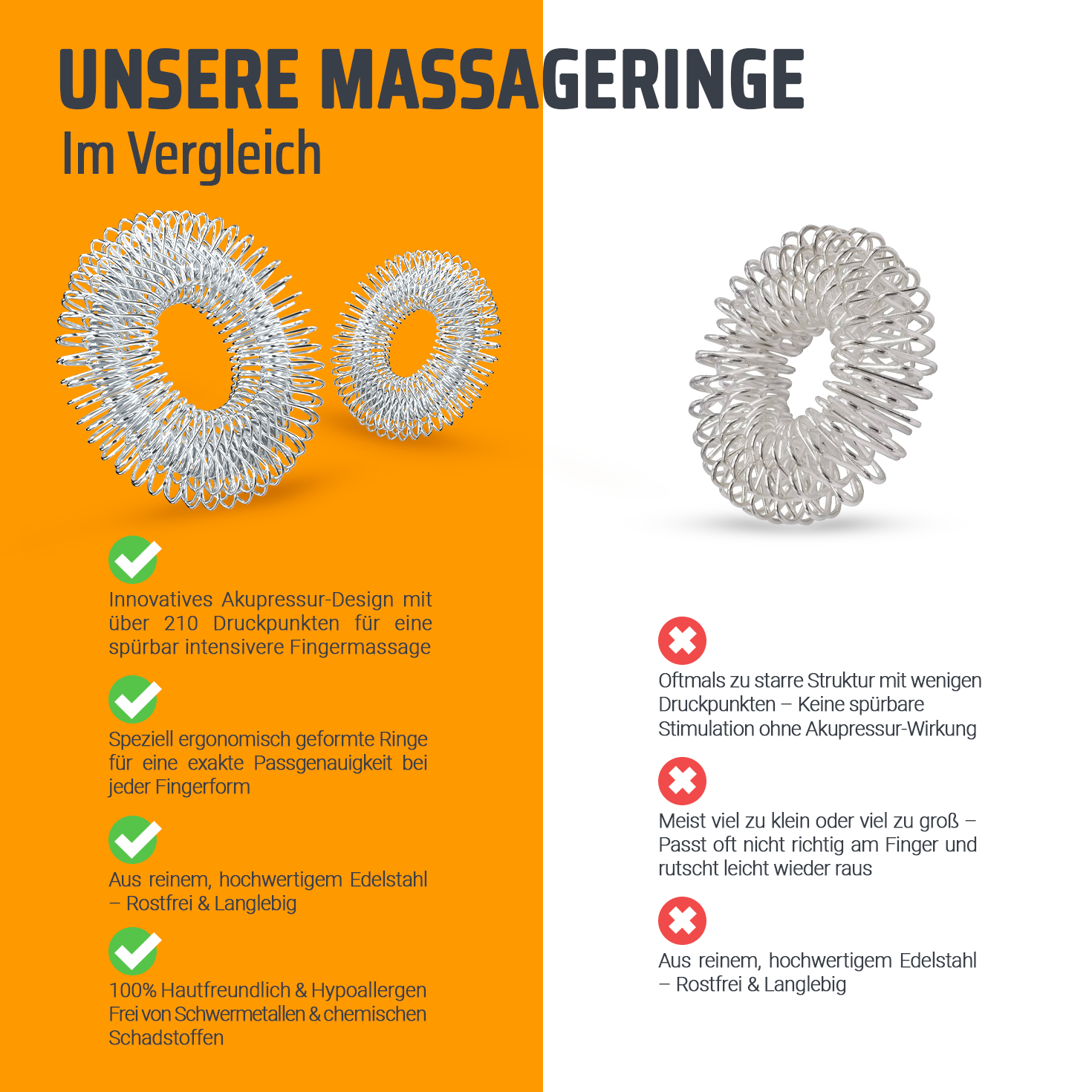 Akupressurringe 10er Set (silber) - Akupressurringe 10er Set (silber) - Recovery & Akupressur von NEOLYMP | Fitnessequipment und Sportartikel