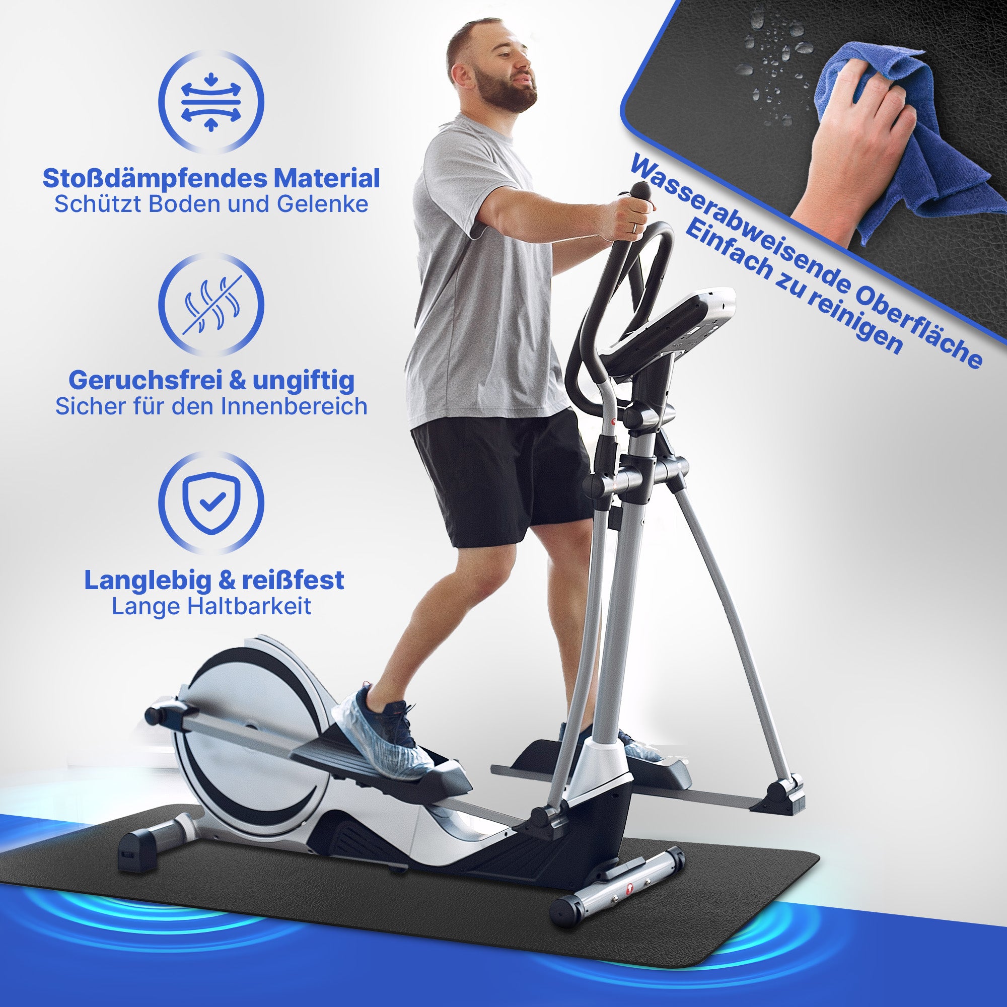 Bodenschutzmatte für Fitnessgeräte und Laufband - L: 200 x 90 cm 8mm - Bodenschutz von NEOLYMP | Fitnessequipment und Sportartikel