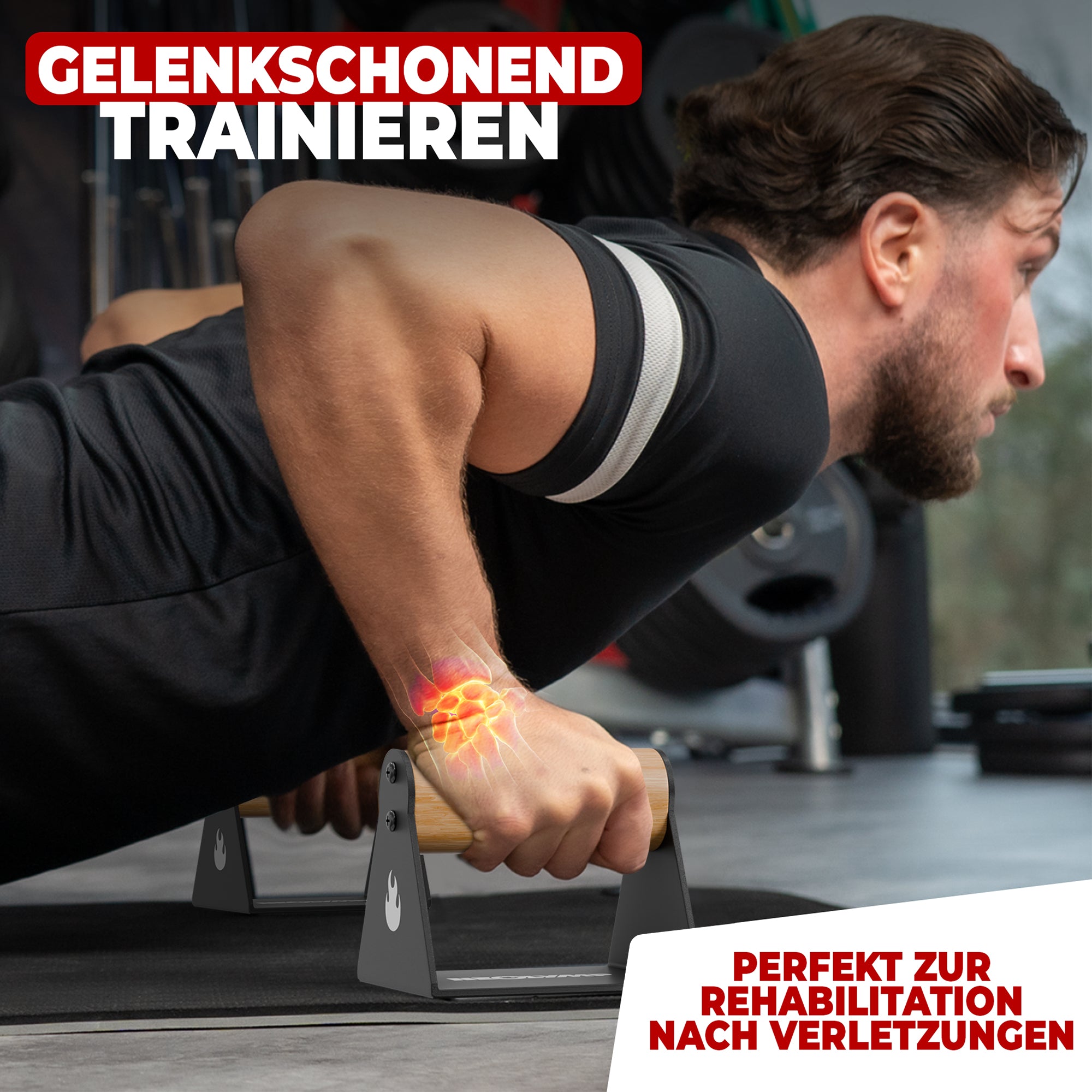 2er-Set Liegestützgriffe mit ergonomischem Holzgriff - - Sportgerät von NEOLYMP | Fitnessequipment und Sportartikel