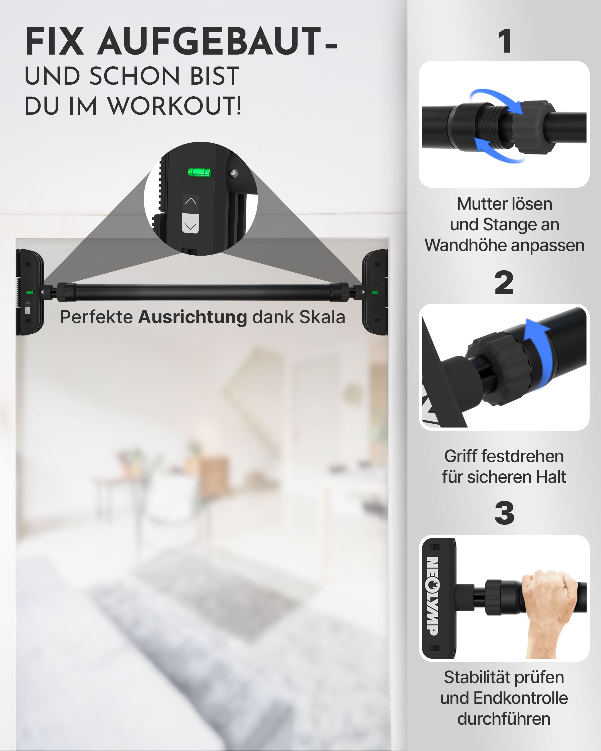 Teleskop-Klimmzugstange Premium - - Klimmzugstangen von NEOLYMP | Fitnessequipment und Sportartikel