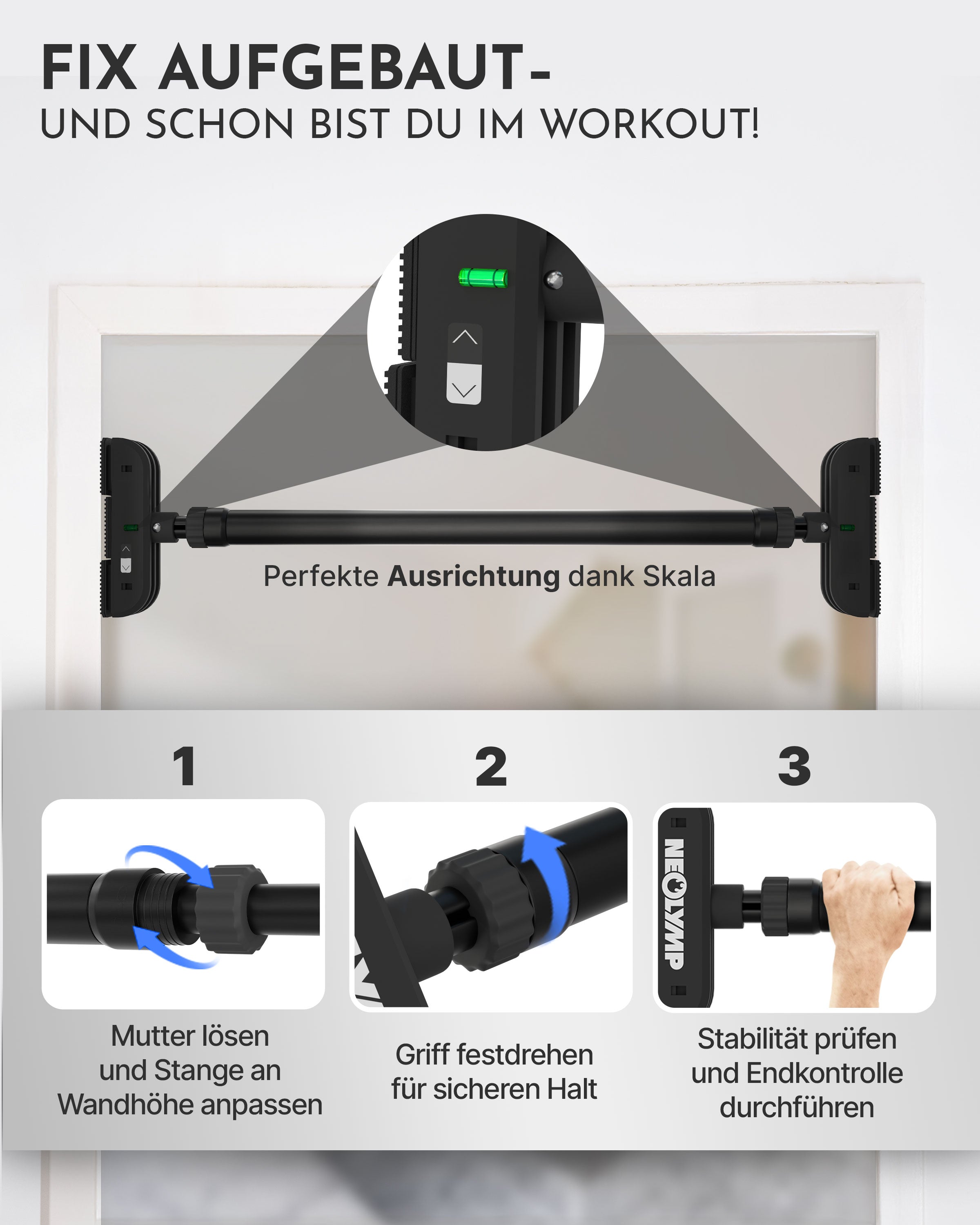 Teleskop-Klimmzugstange Premium - - Klimmzugstangen von NEOLYMP | Fitnessequipment und Sportartikel