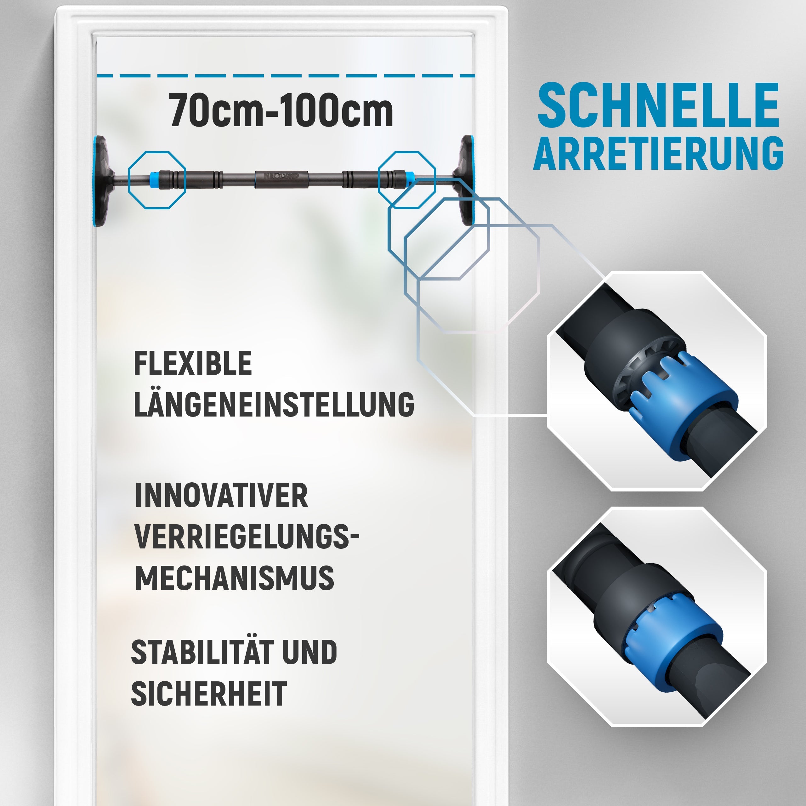 Teleskop Klimmzugstange für Türen | B-Ware - Blau - Outlet von NEOLYMP