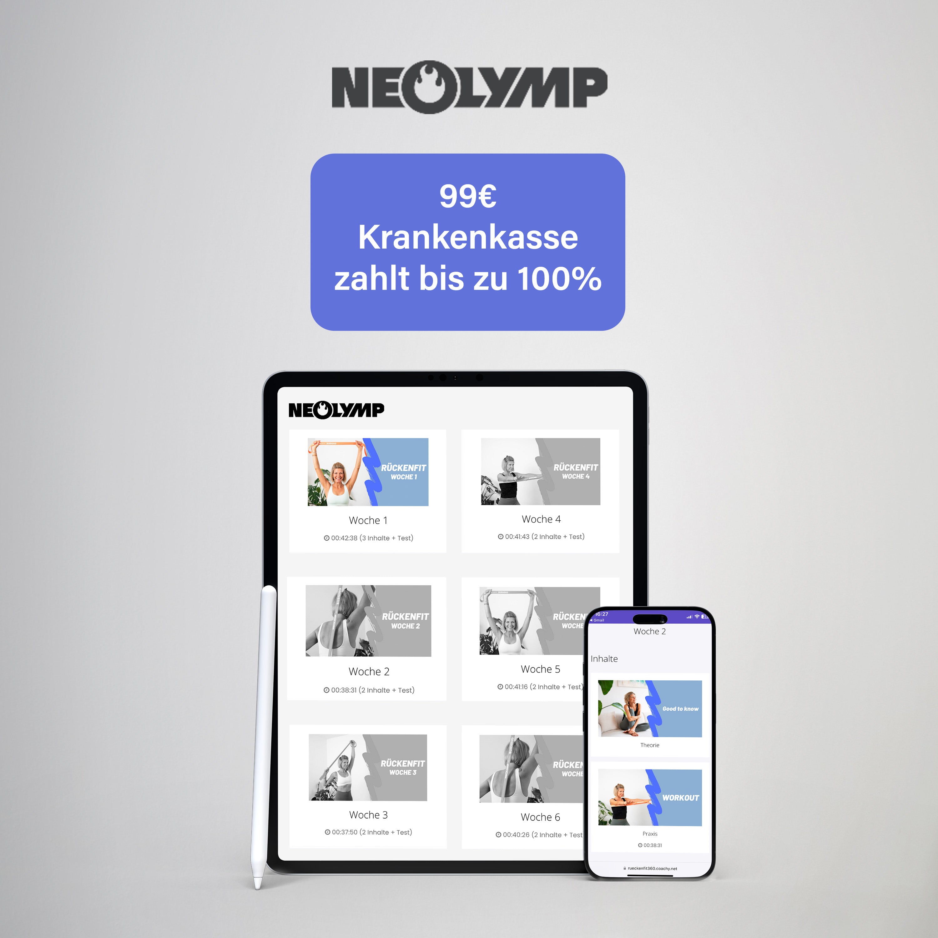 Online-Präventionskurs für den Rücken - mit gratis Fitnessbänder-Set - - Online-Kurs von NEOLYMP | Fitnessequipment und Sportartikel