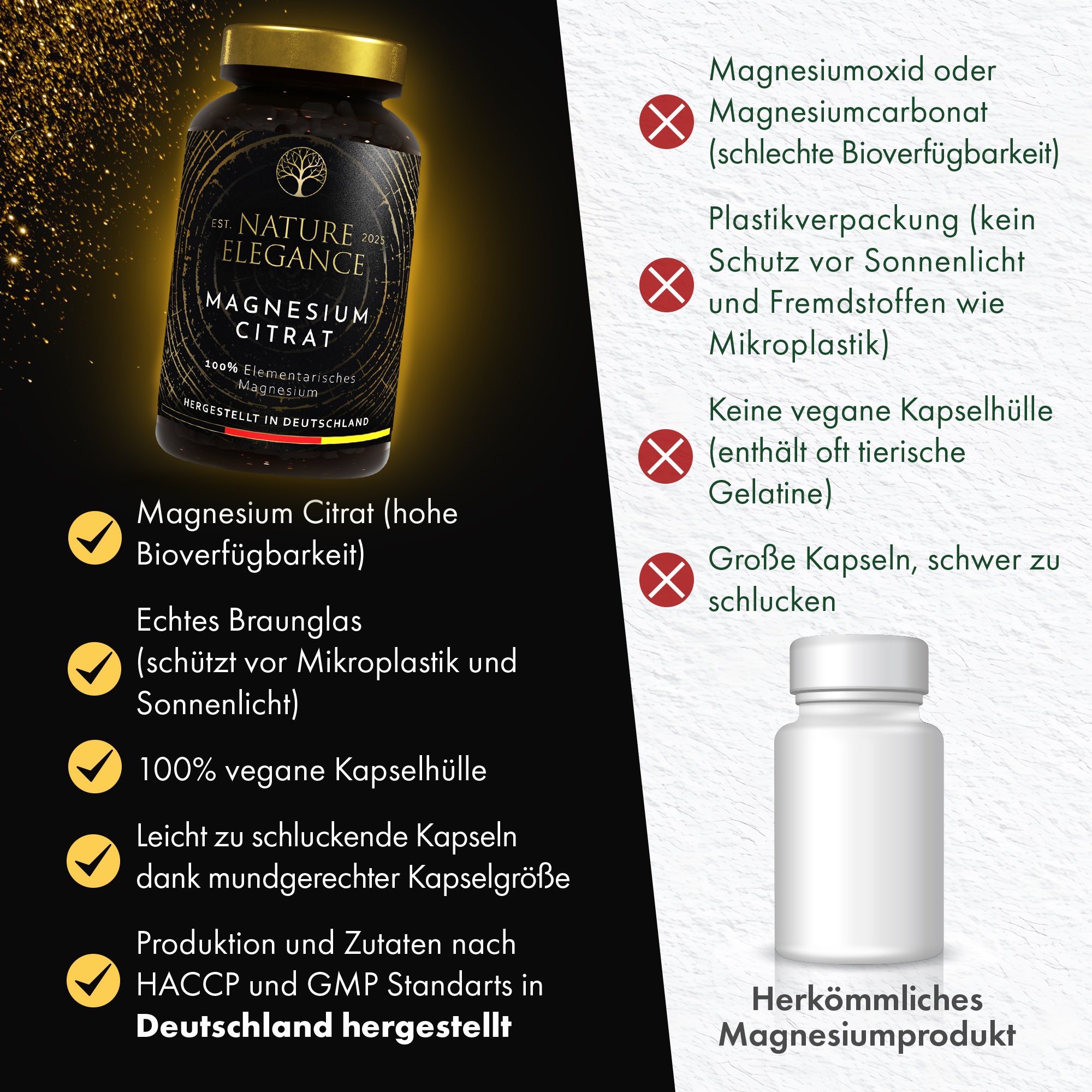 Nature Elegance - Magnesiumcitrat - vegane Kapseln 360mg pro Dosis (2er Pack (360 Stück)) - - Nahrungsergänzungsmittel von NEOLYMP | Fitnessequipment und Sportartikel