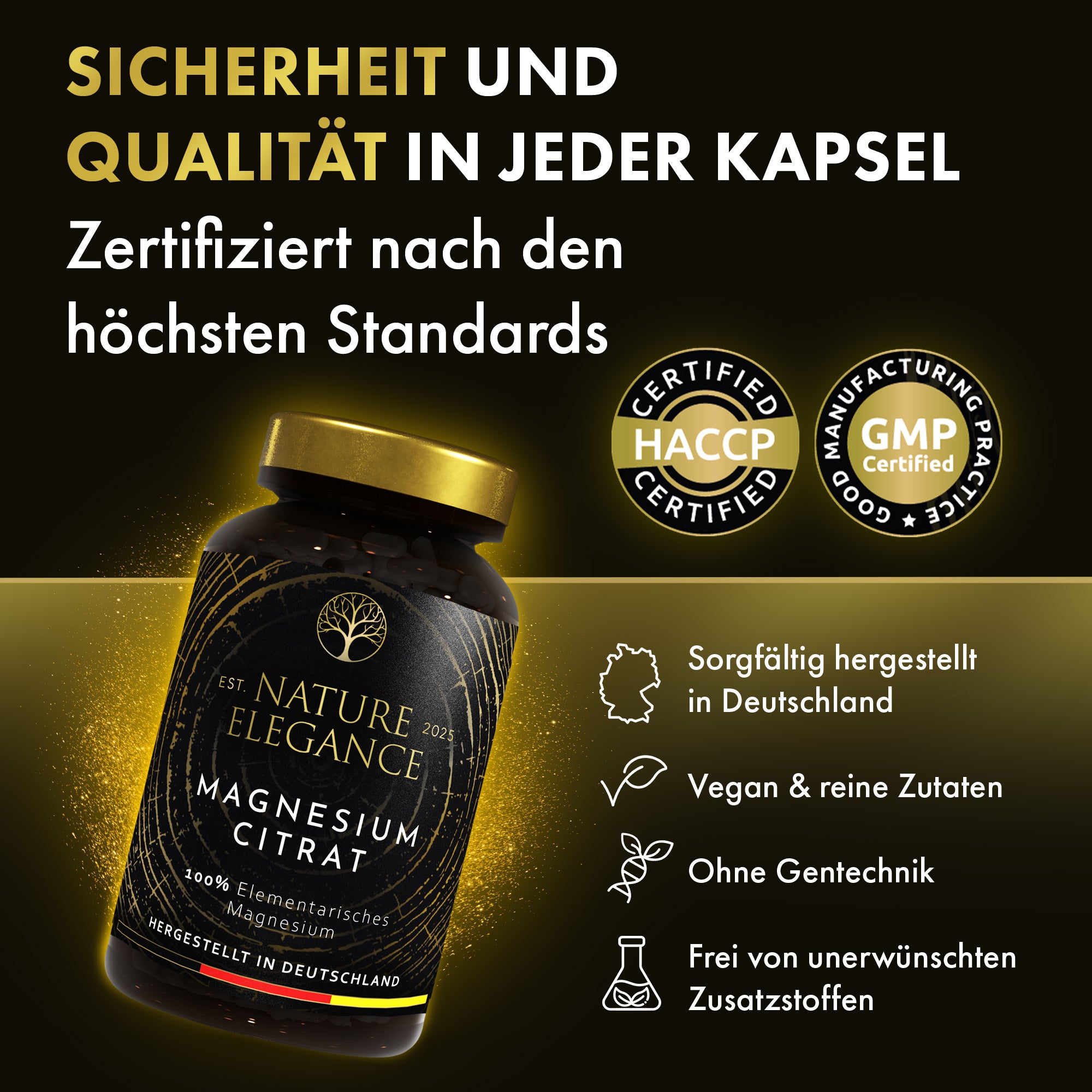 Nature Elegance - Magnesiumcitrat - vegane Kapseln 360mg pro Dosis (2er Pack (360 Stück)) - - Nahrungsergänzungsmittel von NEOLYMP | Fitnessequipment und Sportartikel