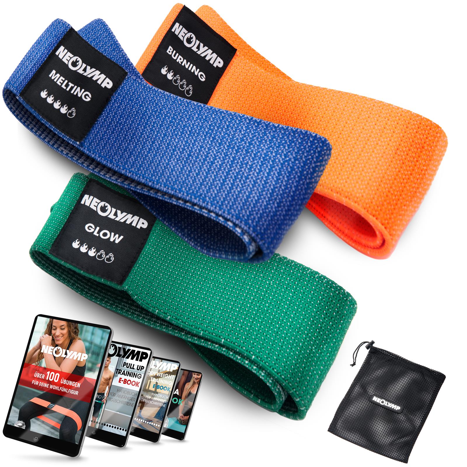 Fitnessbänder kurz aus Stoff – 3er Set (B‑Ware) - - Outlet von NEOLYMP | Fitnessequipment und Sportartikel