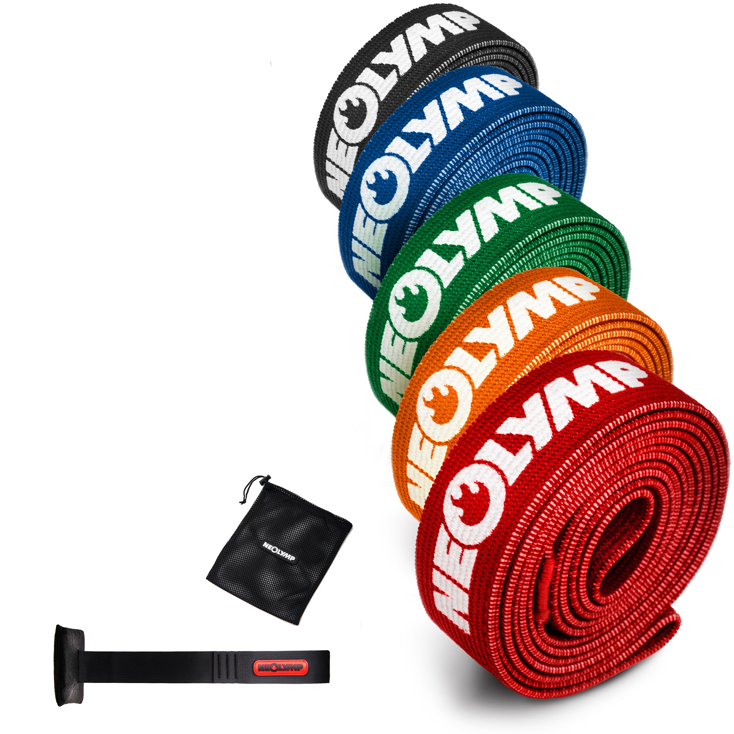 Fitnessbänder lang aus Stoff - 5er Set - Fitnessbänder von NEOLYMP | Fitnessequipment und Sportartikel