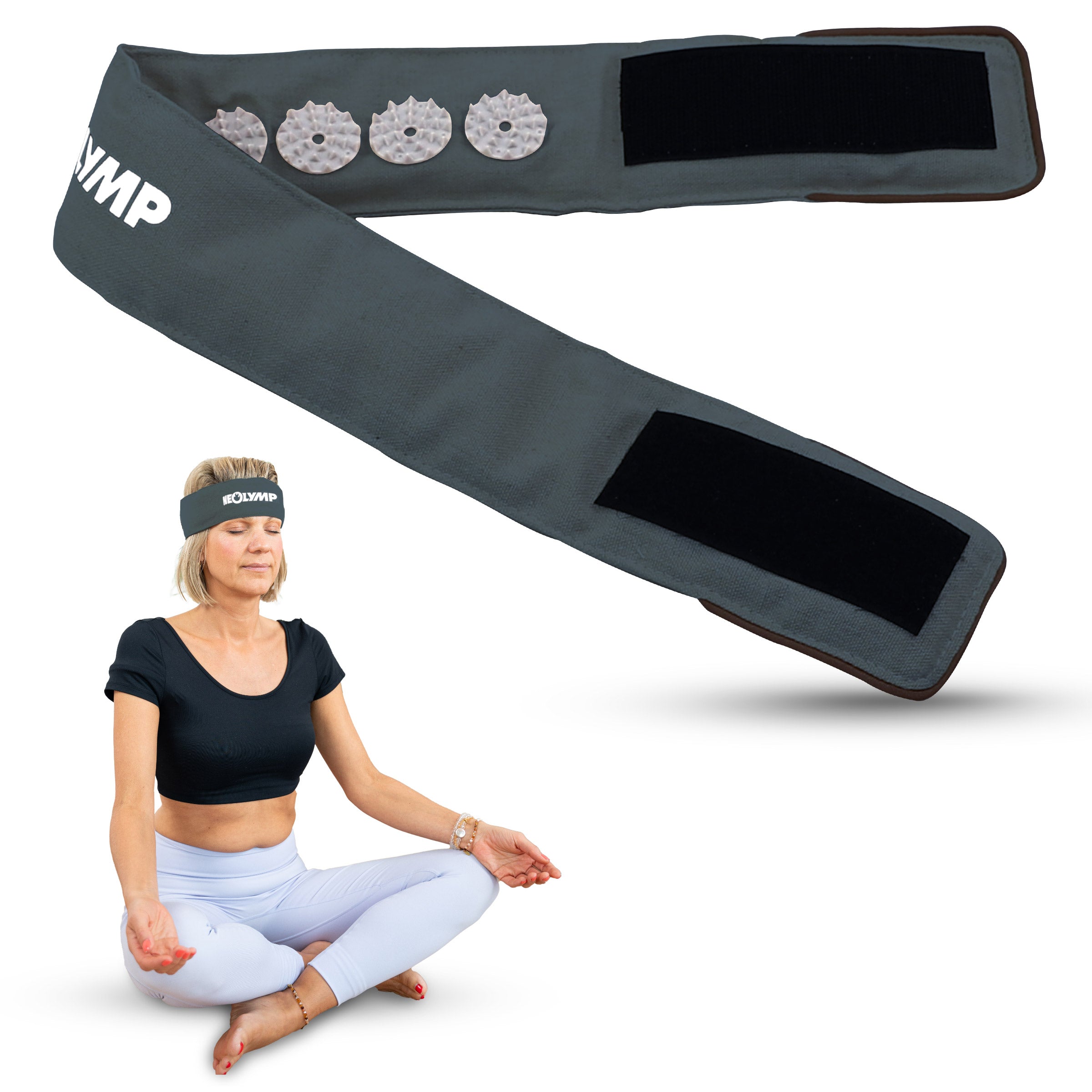 Akupressur Stirnband - Grau-Anthrazit - Recovery & Akupressur von NEOLYMP | Fitnessequipment und Sportartikel