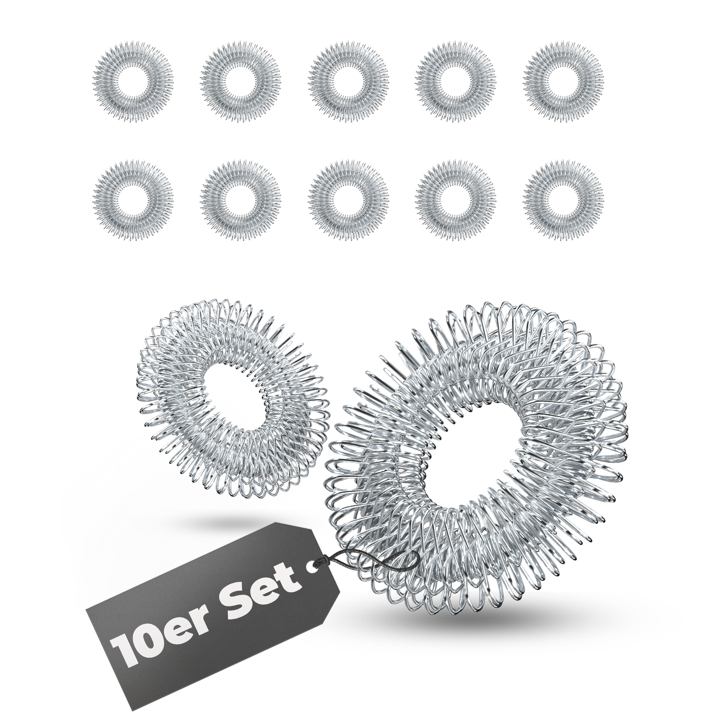 Akupressurringe 10er Set (silber) – Akupressurringe 10er Set (silber) (B‑Ware) - - Outlet von NEOLYMP | Fitnessequipment und Sportartikel