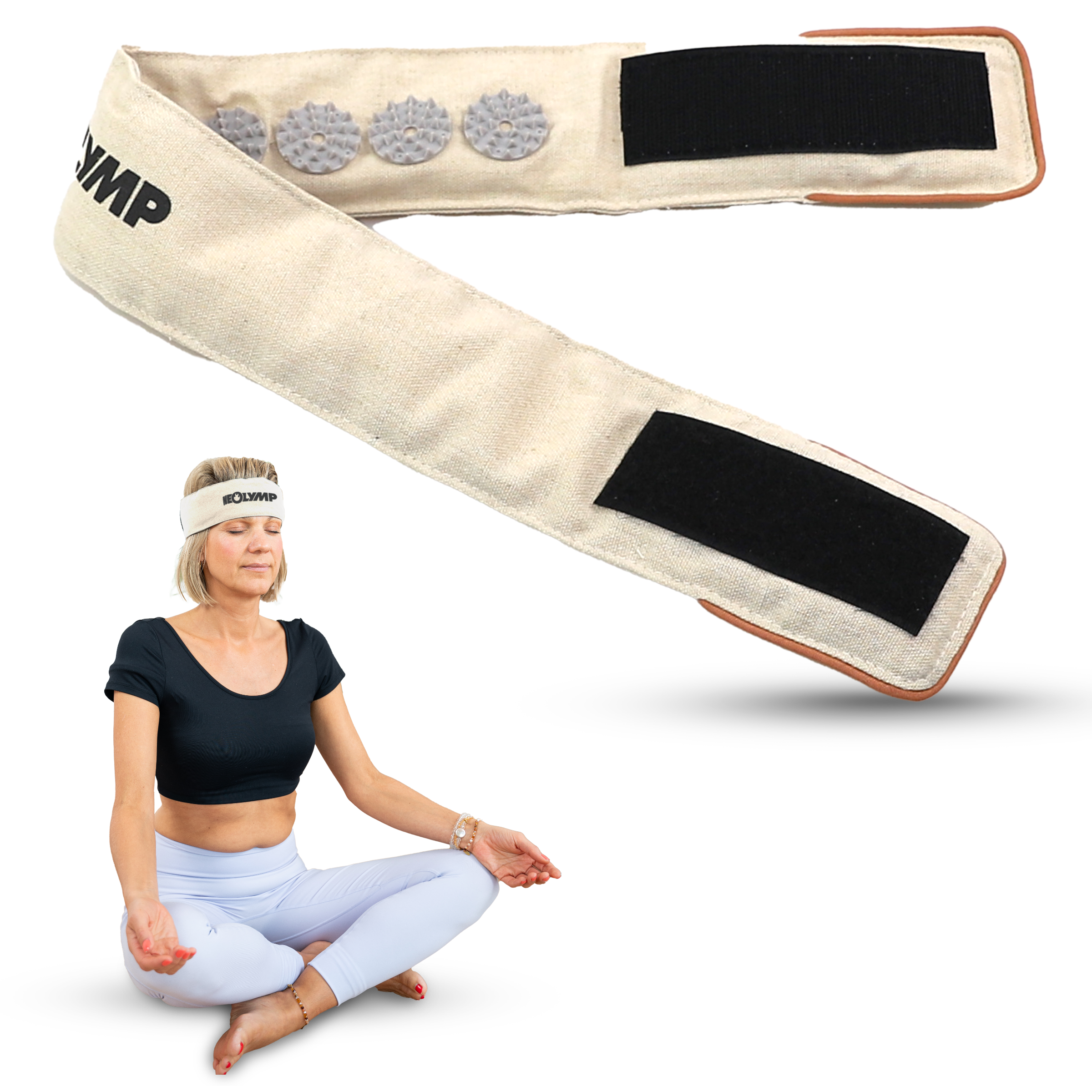 Akupressur Stirnband – Beige-Grau (B‑Ware) - - Outlet von NEOLYMP | Fitnessequipment und Sportartikel