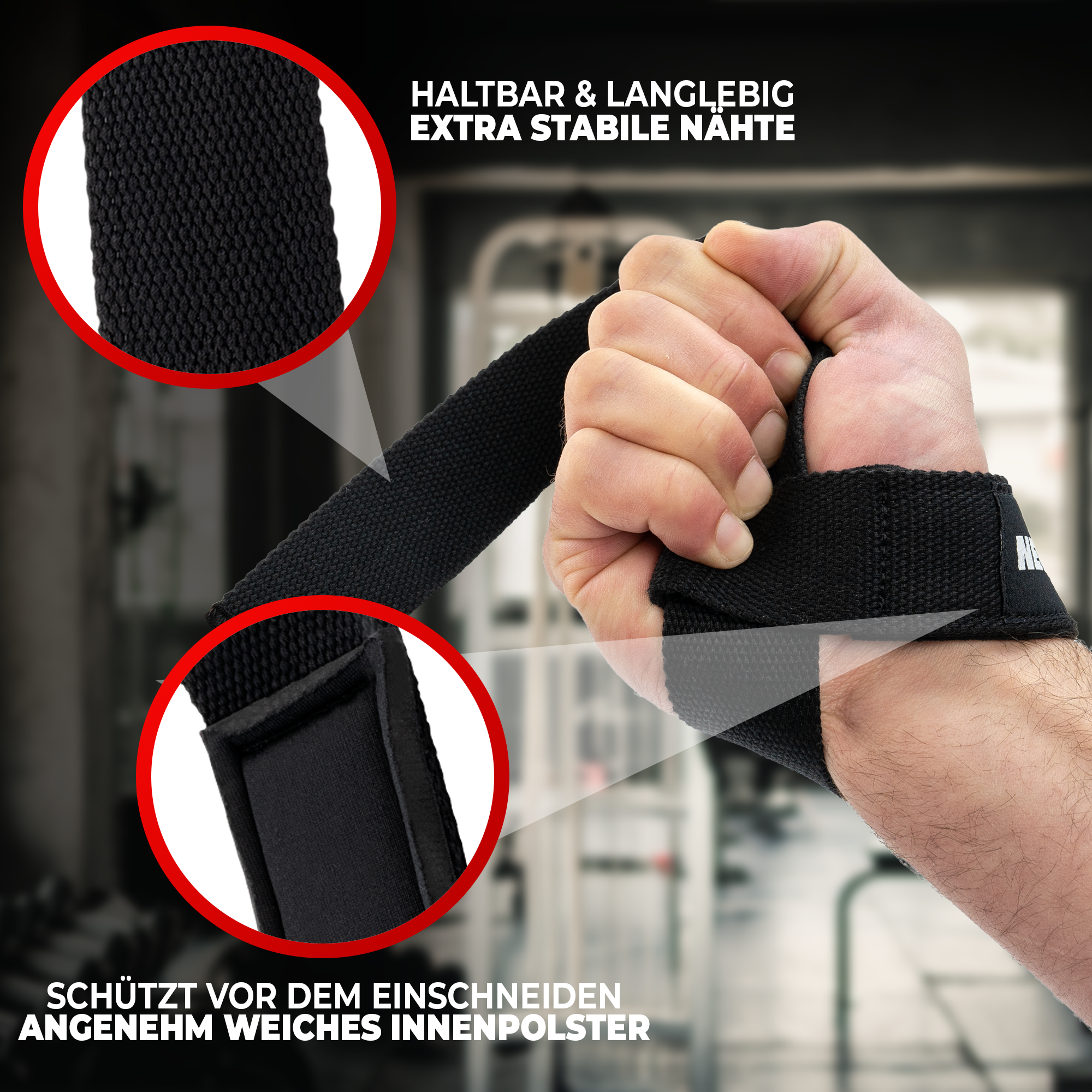 Zughilfen gepolstert - schwarz - Zubehör von NEOLYMP | Fitnessequipment und Sportartikel